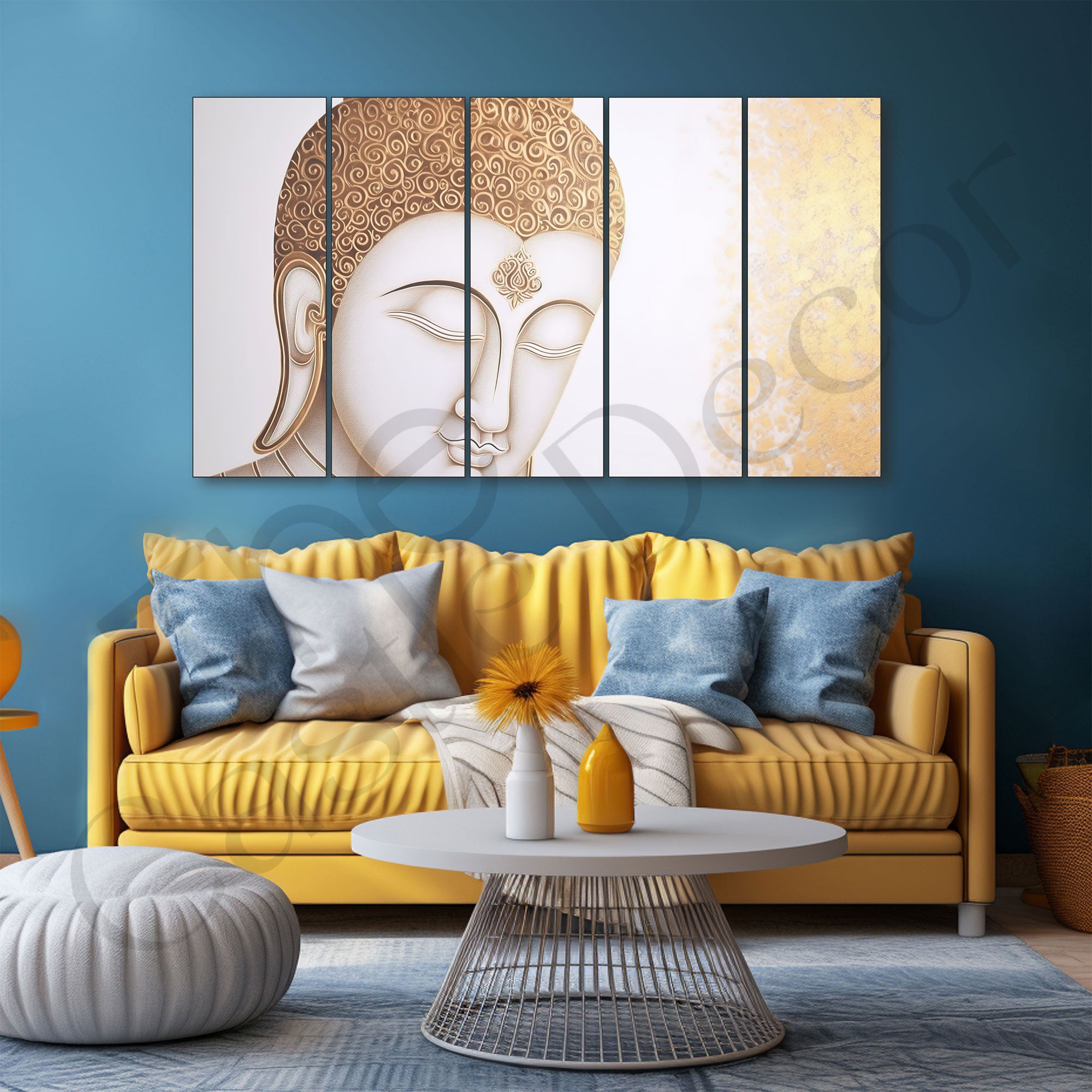 Lord Budha Painting with frame Big Size Wall Art for living room,Bedroom,Drawing room,Hotels