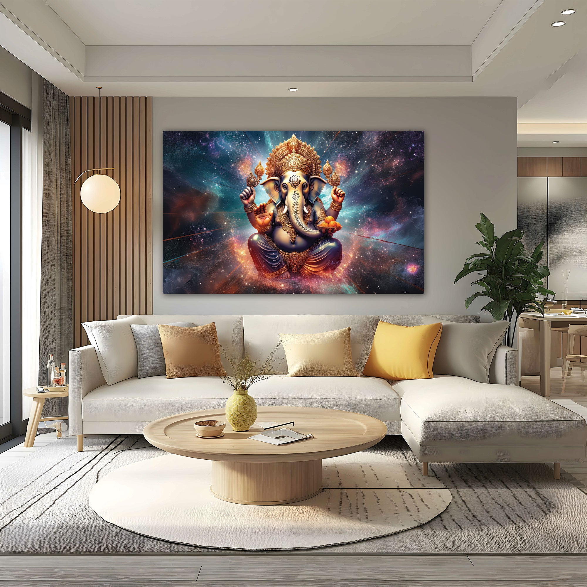 Lord ganesha Canvas painting with frame Big Size Wall Art for living room,Bedroom,Drawing room,Hotels