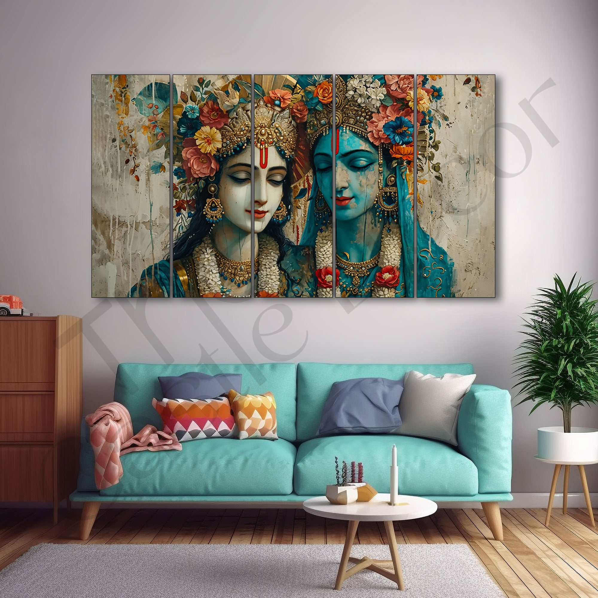 Radha Krishna Painting with frame Big Size Wall Art for living room,Bedroom,Drawing room,Hotels