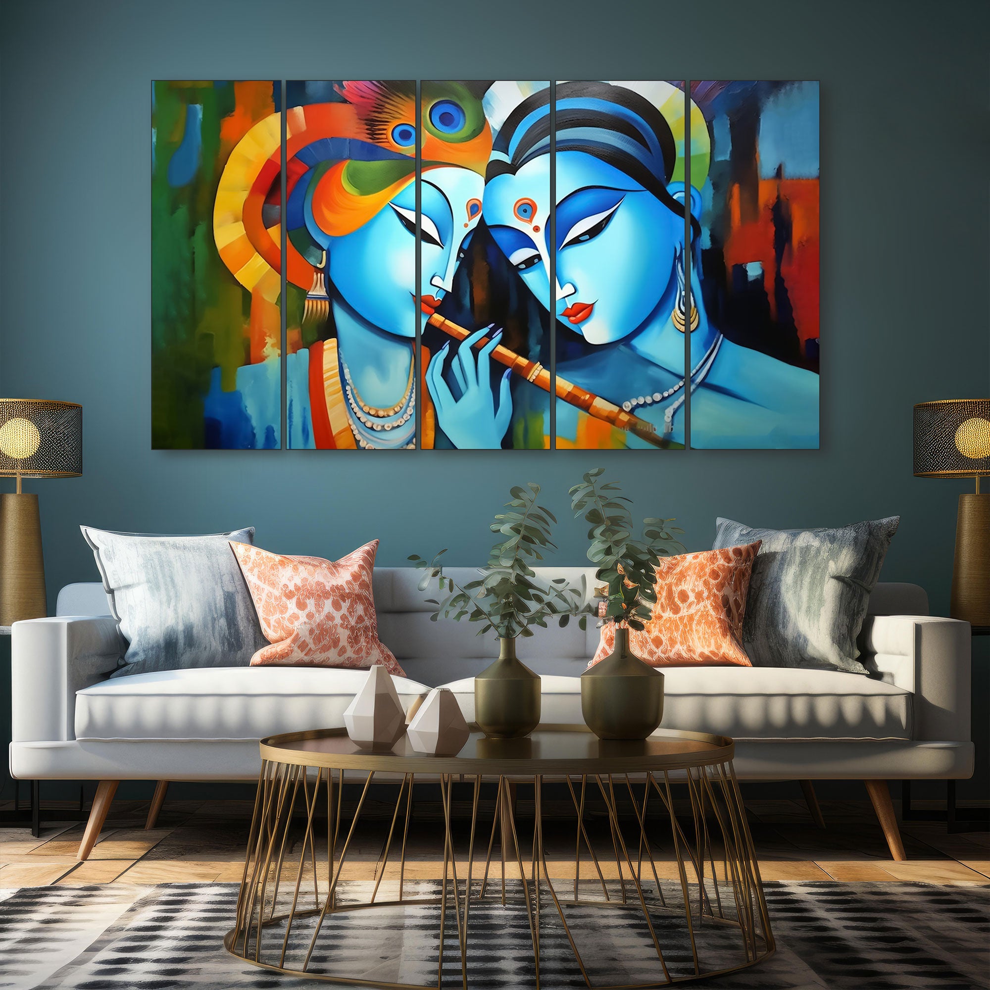 Radha Krishna Painting with frame Big Size Wall Art for living room,Bedroom,Drawing room,Hotels