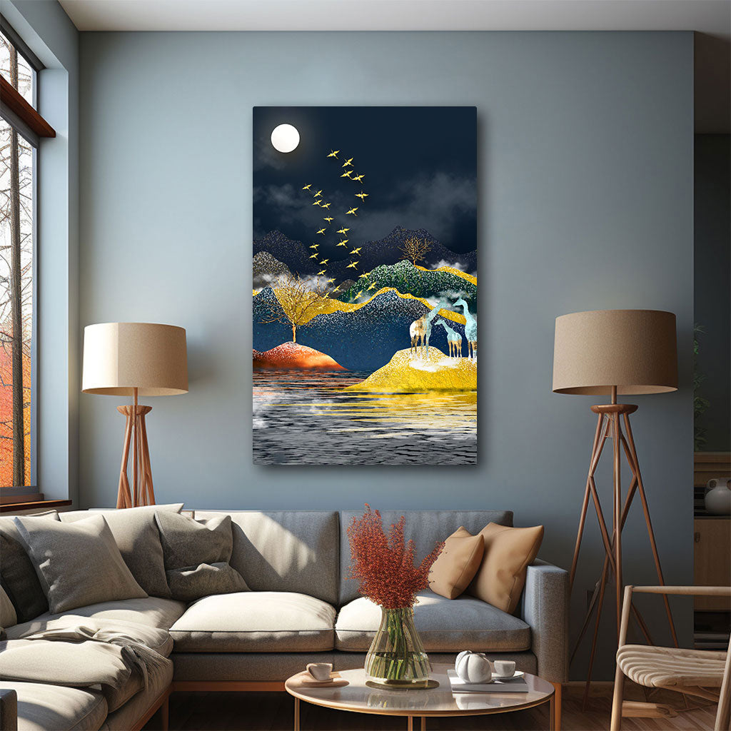 Chinese sceneryAbstract Canvas painting with frame Big Size Wall Art for living room,Bedroom,Drawing room,Hotels