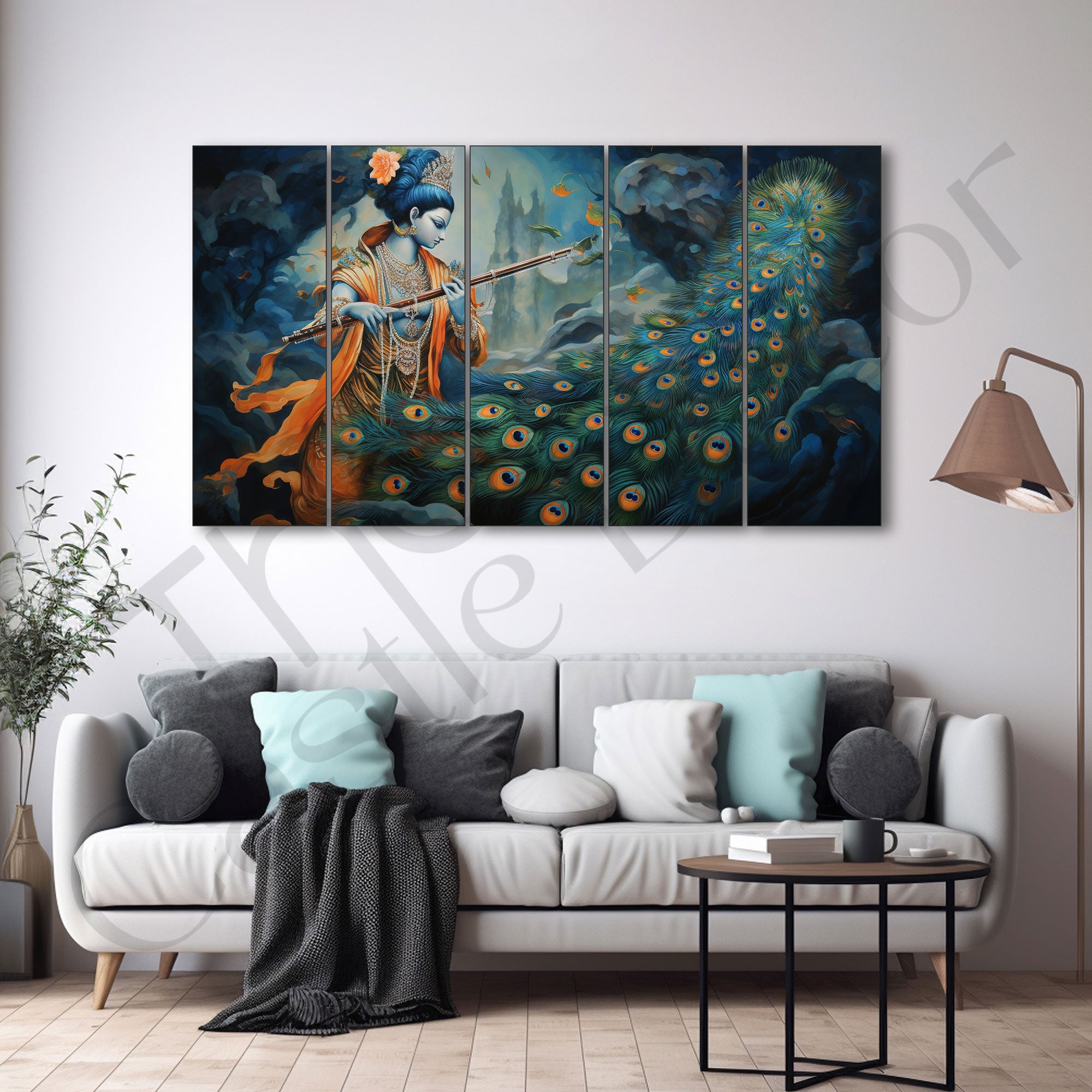 Krishna Ji Painting with frame Big Size Wall Art for living room,Bedroom,Drawing room,Hotels