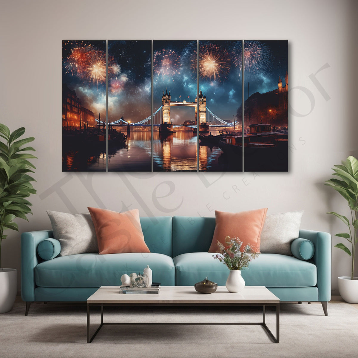 London Bridge Painting Set of 5 for Home Decoration