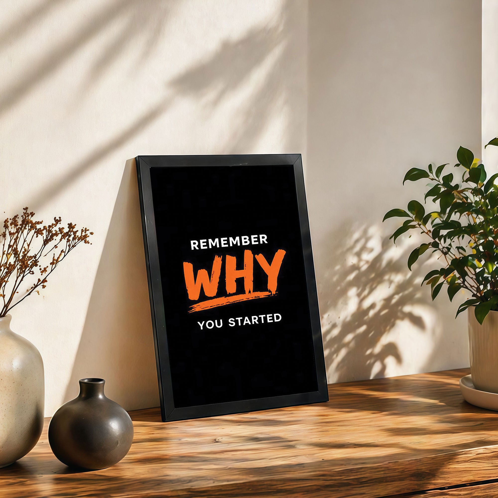 The Castle Decor Remember Why You Started Motivational Wall Art Frame | Inspirational Quote Decor for Office Gym & Study Room