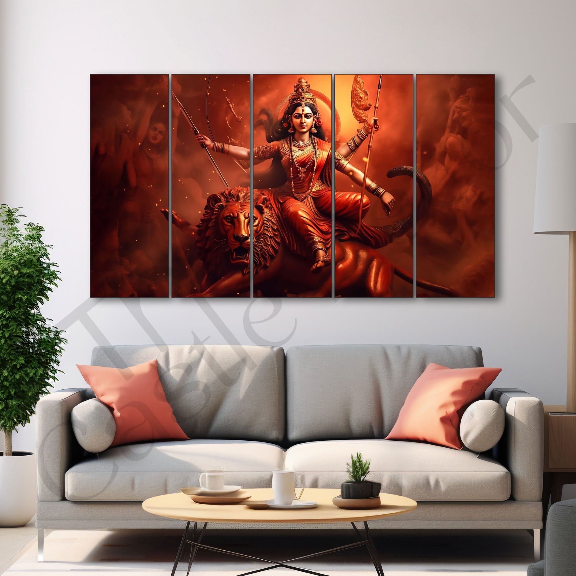 Jai Maa Durga Painting with frame Big Size Wall Art for living room,Bedroom,Drawing room,Hotels