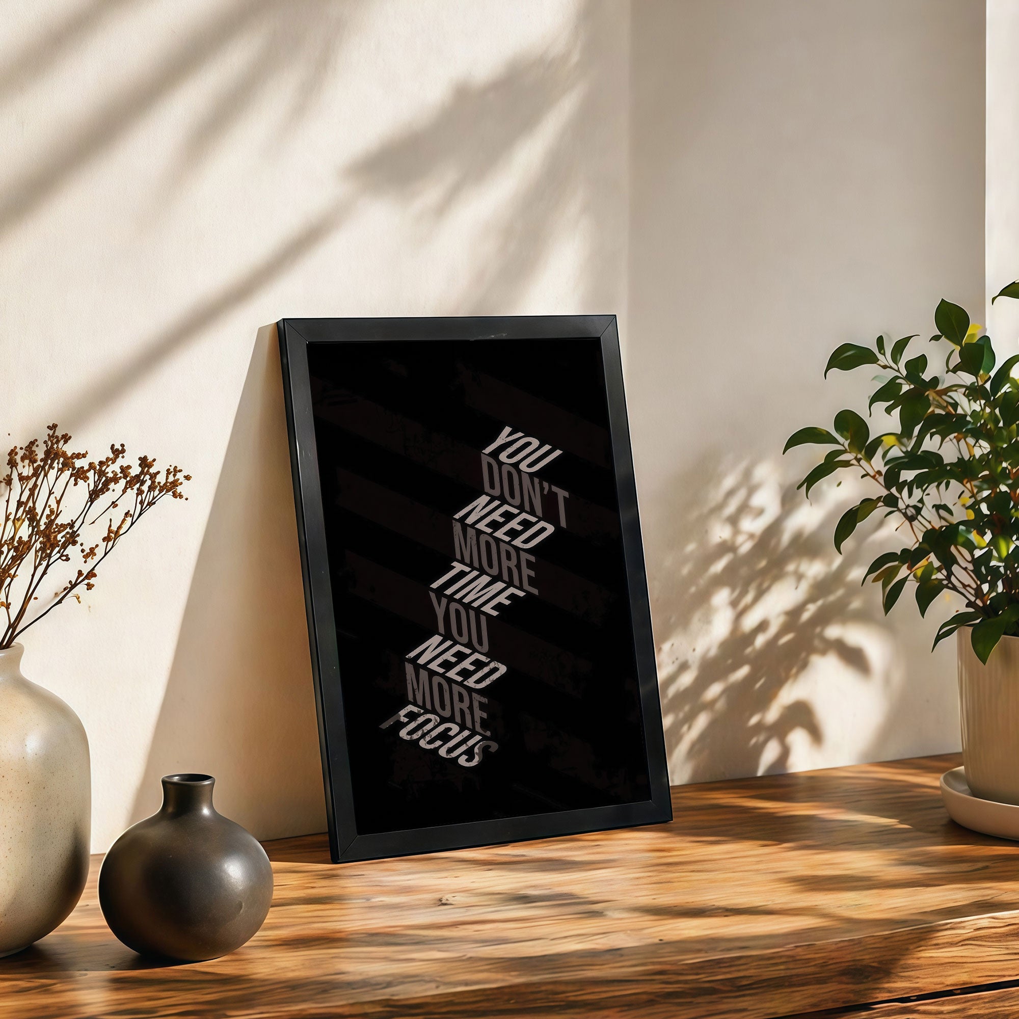 The Castle Decor You Don’t Need More Time You Need More Focus Wall Art Frame | Motivational Quote Wall Decor for Office, Study Room & Home