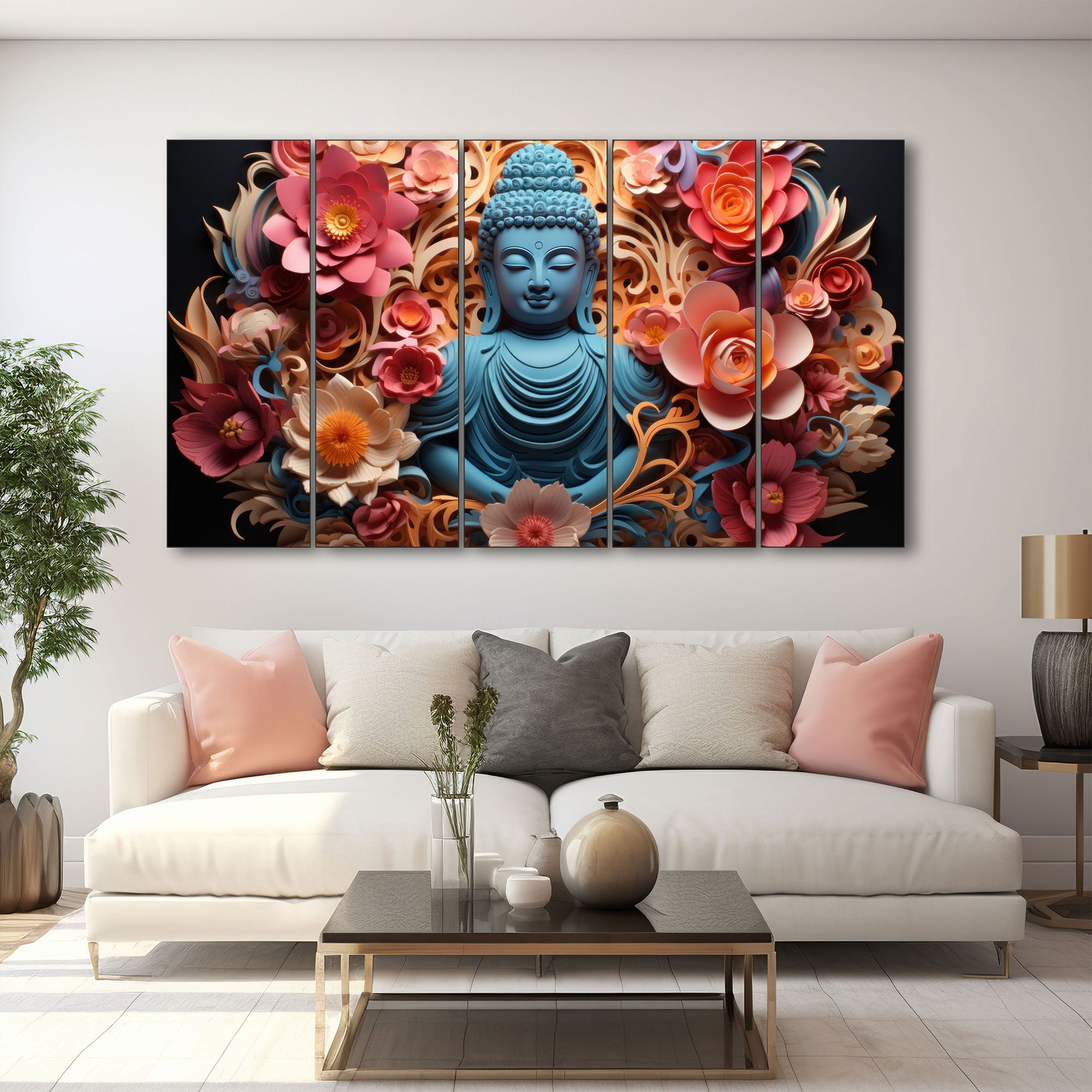 Lord Budha Painting with frame Big Size Wall Art for living room,Bedroom,Drawing room,Hotels