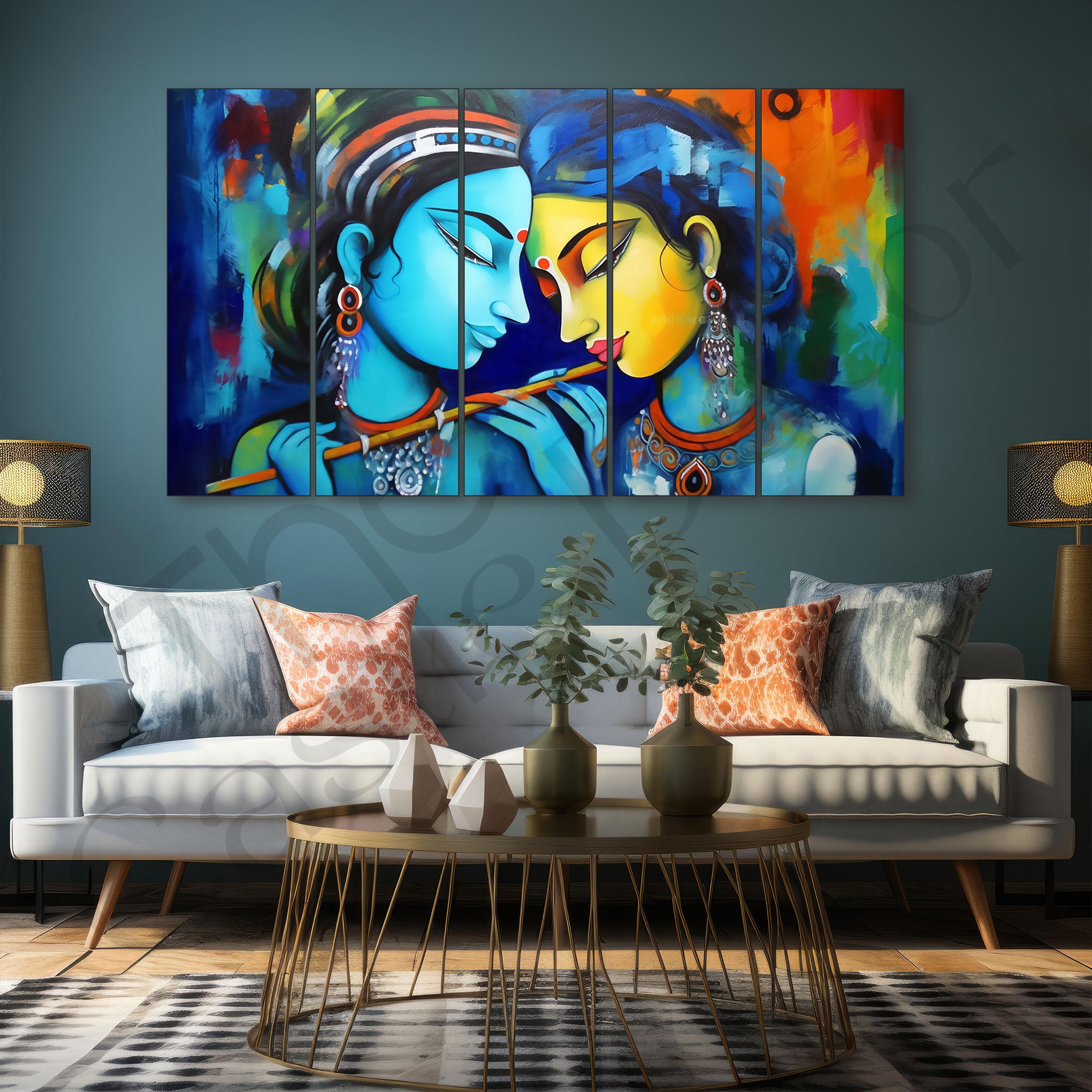 Radha Krishna Painting with frame Big Size Wall Art for living room,Bedroom,Drawing room,Hotels