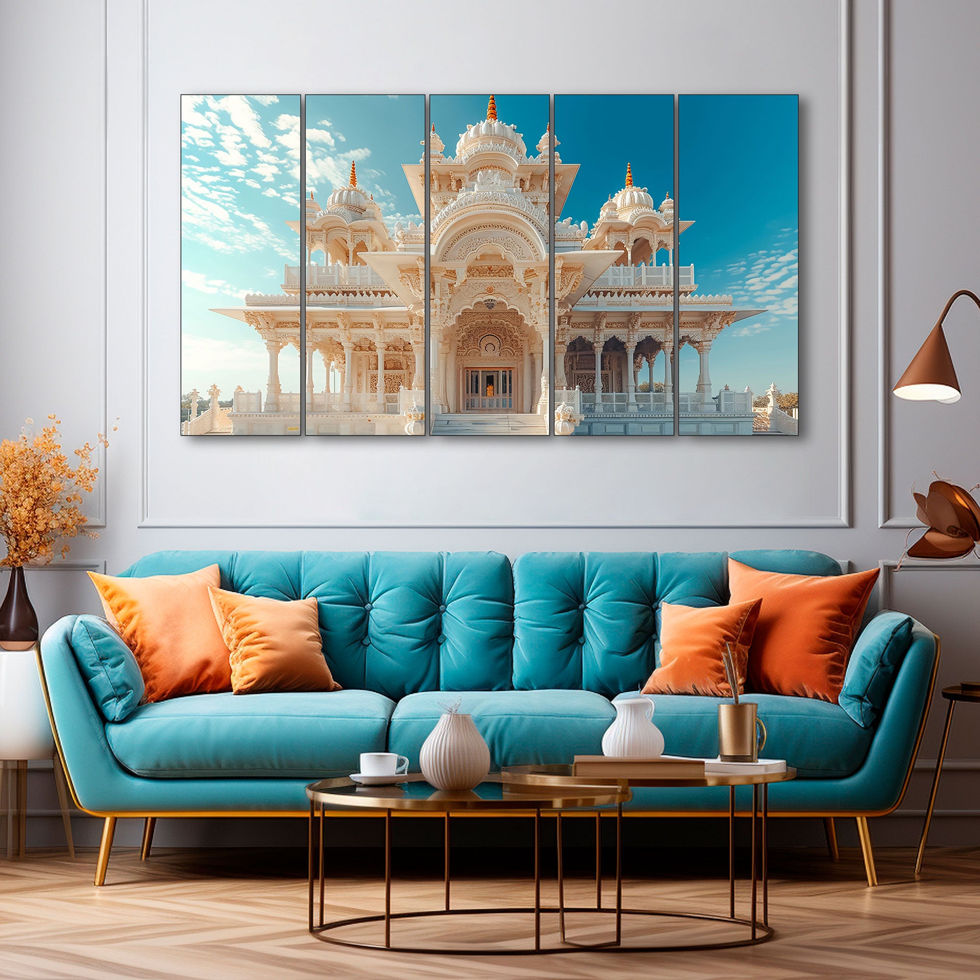 Ram Mandir Painting with frame Big Size Wall Art for living room,Bedroom,Drawing room,Hotels