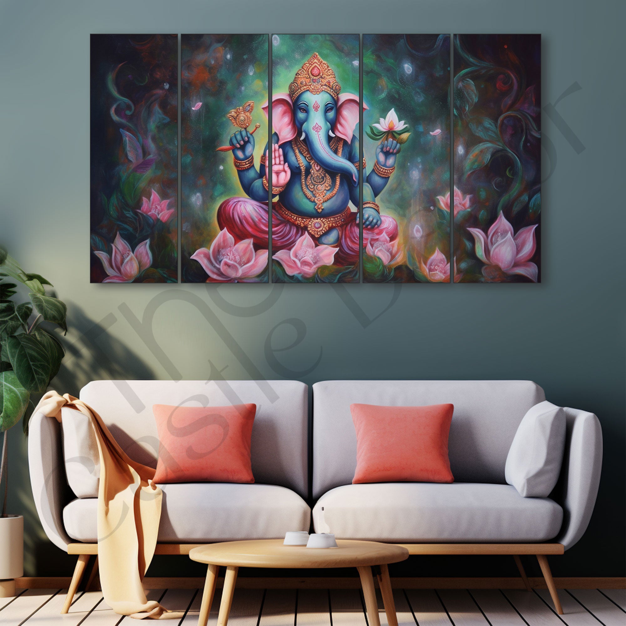 Lord Ganesha Painting with frame Big Size Wall Art for living room,Bedroom,Drawing room,Hotels