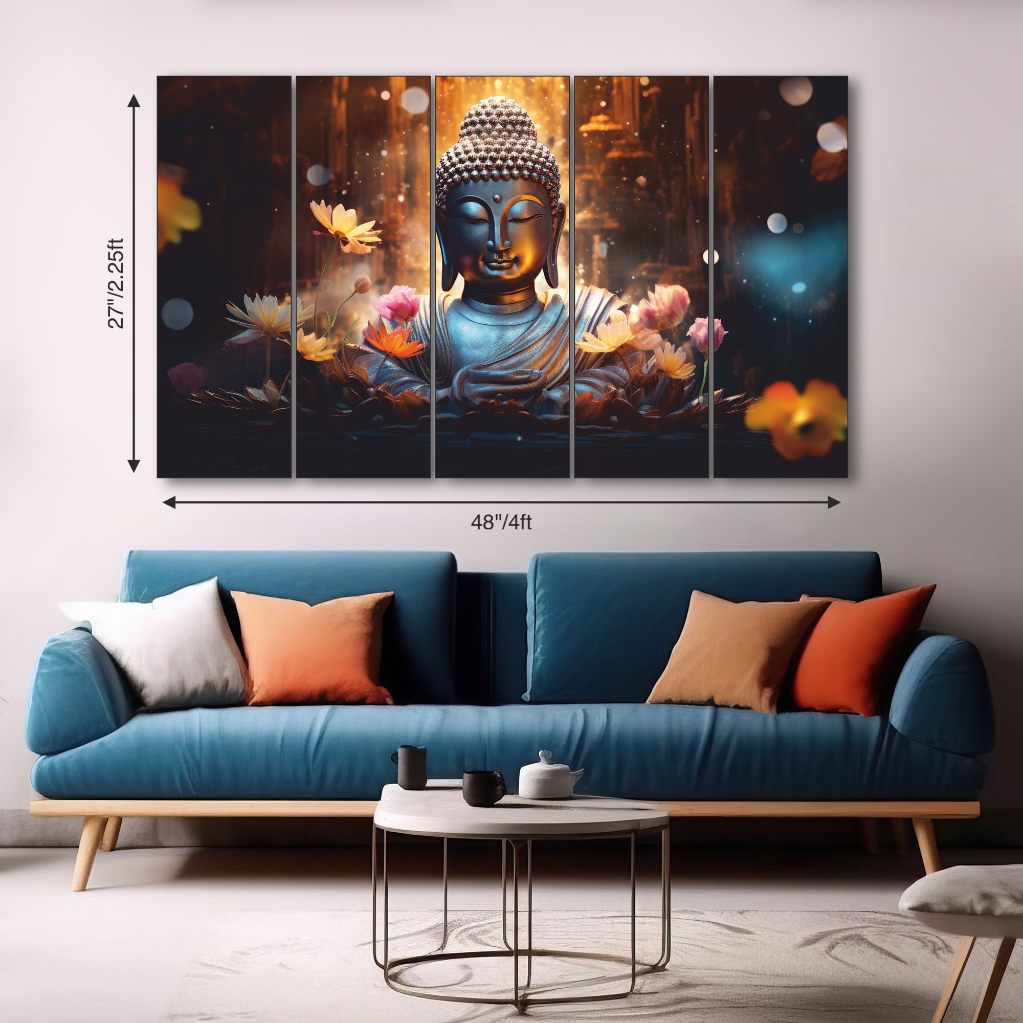 Lord Budha Painting with frame Big Size Wall Art for living room,Bedroom,Drawing room,Hotels