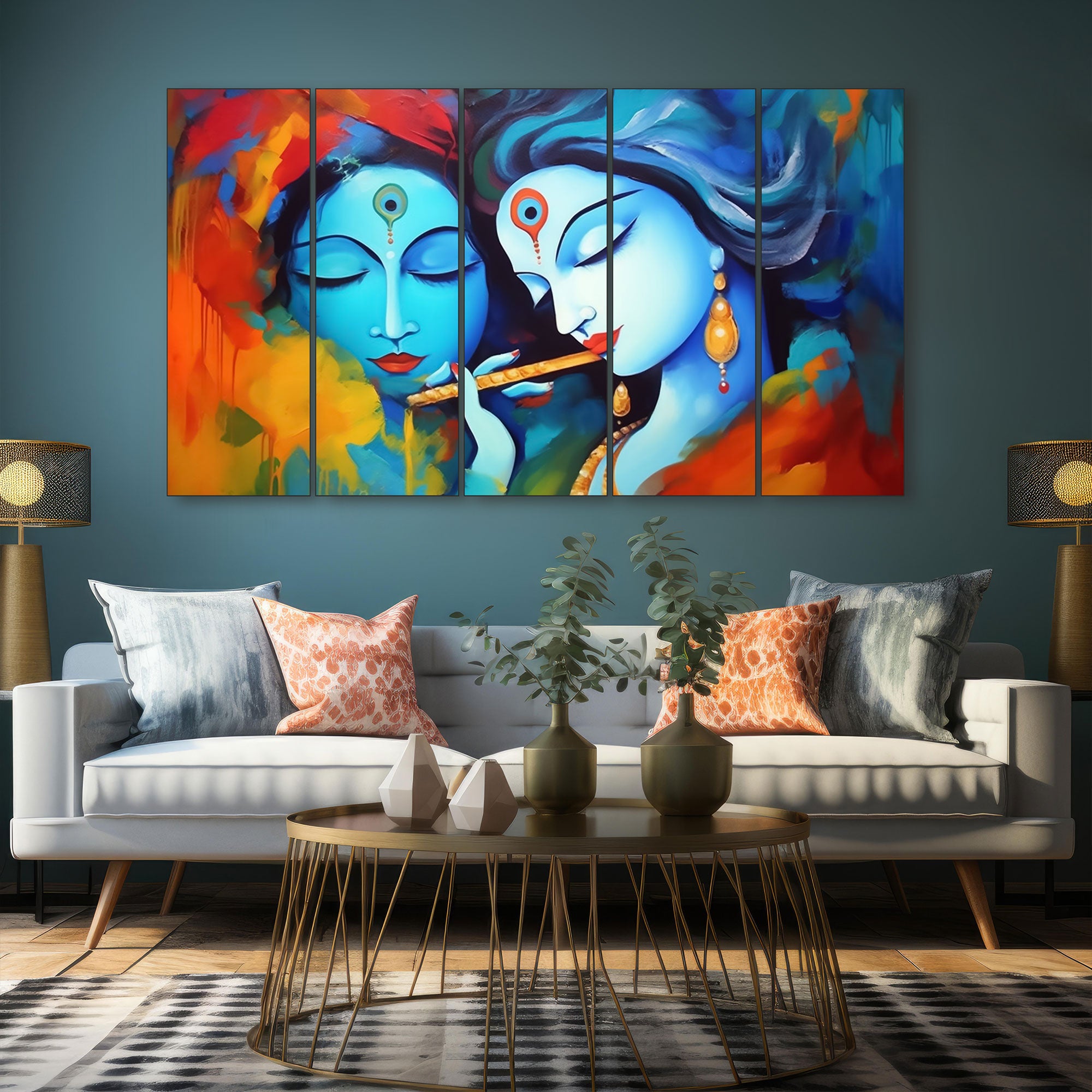Radha Krishna Painting with frame Big Size Wall Art for living room,Bedroom,Drawing room,Hotels