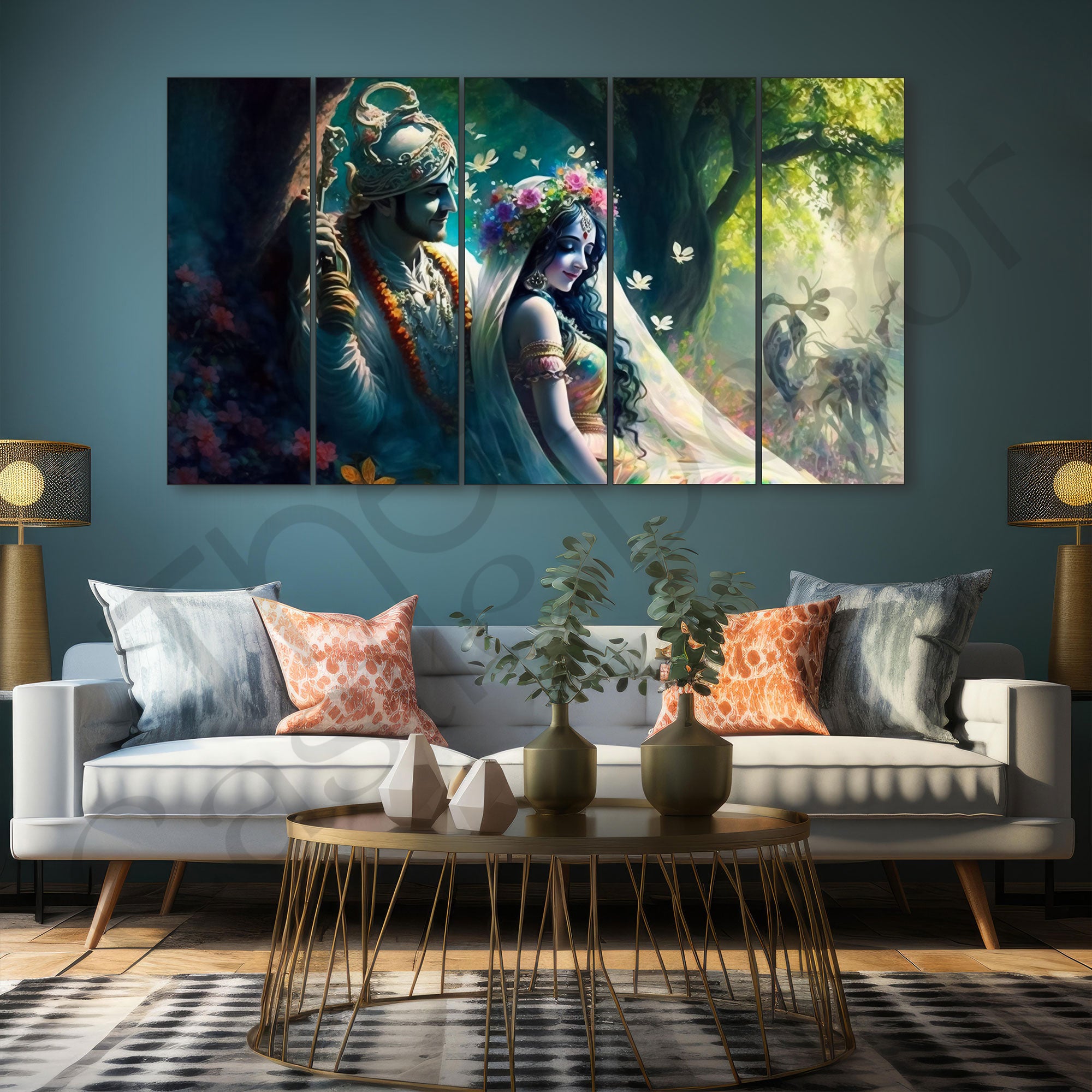 Radha Krishna Painting with frame Big Size Wall Art for living room,Bedroom,Drawing room,Hotels