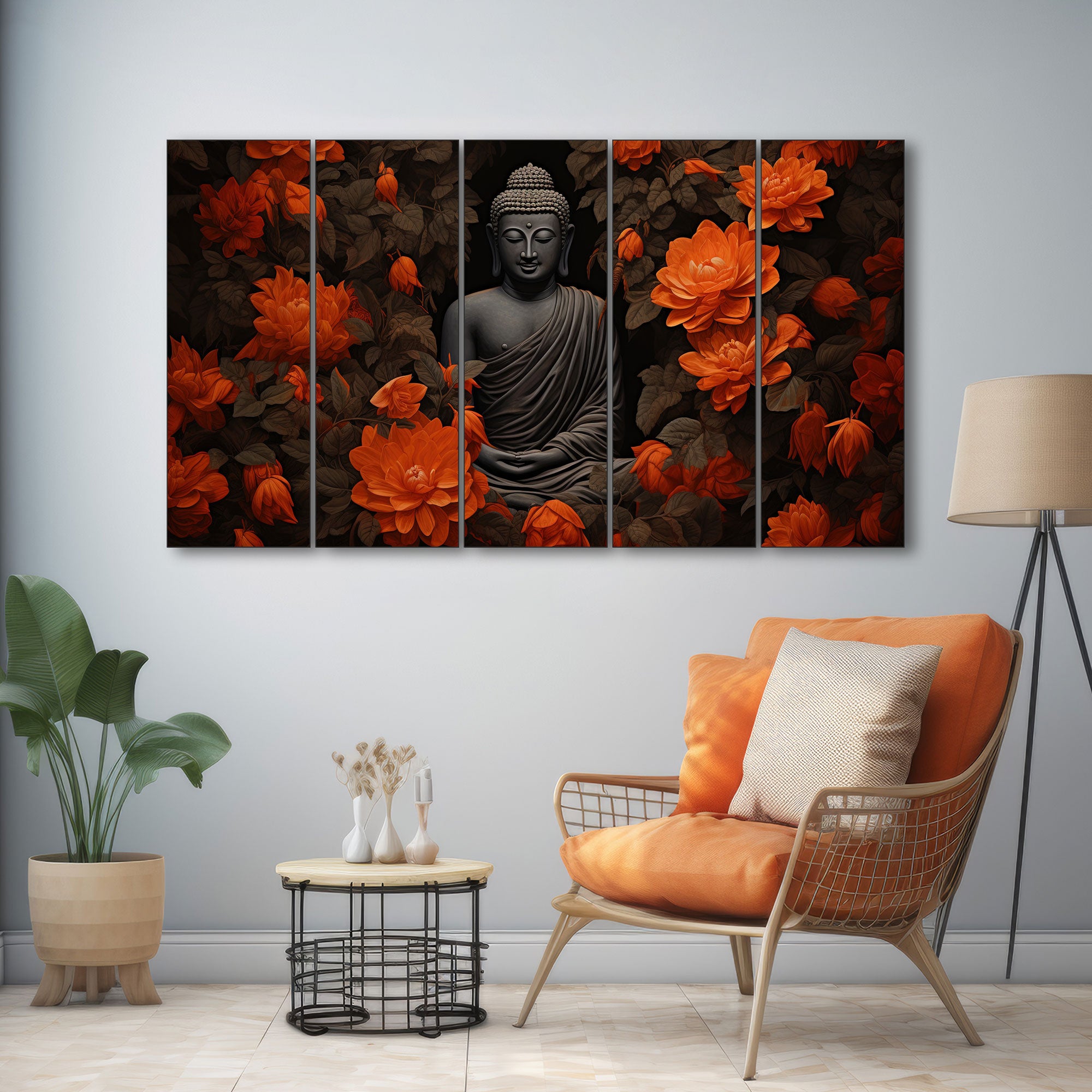 Lord Budha Painting with frame Big Size Wall Art for living room,Bedroom,Drawing room,Hotels