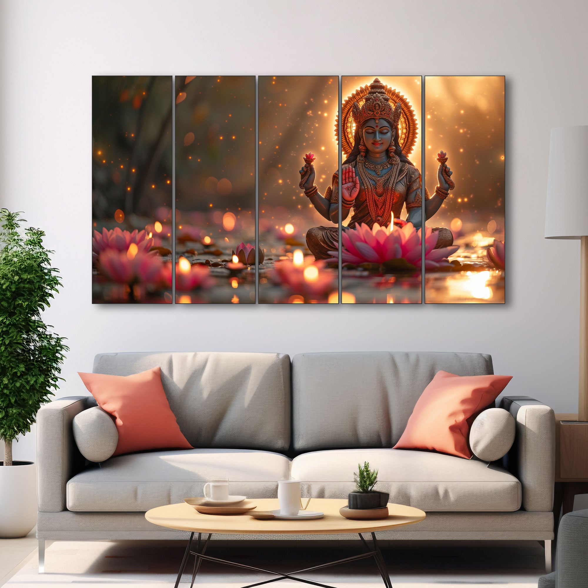 Goddess Laxmi ji Painting with frame Big Size Wall Art for living room,Bedroom,Drawing room,Hotels