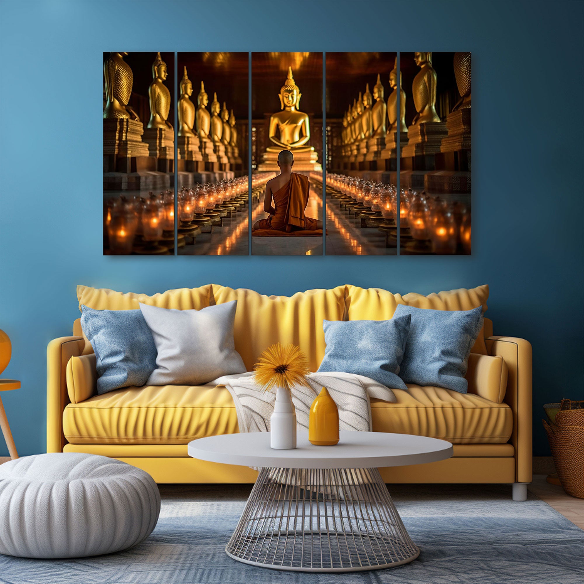Lord Budha Painting with frame Big Size Wall Art for living room,Bedroom,Drawing room,Hotels
