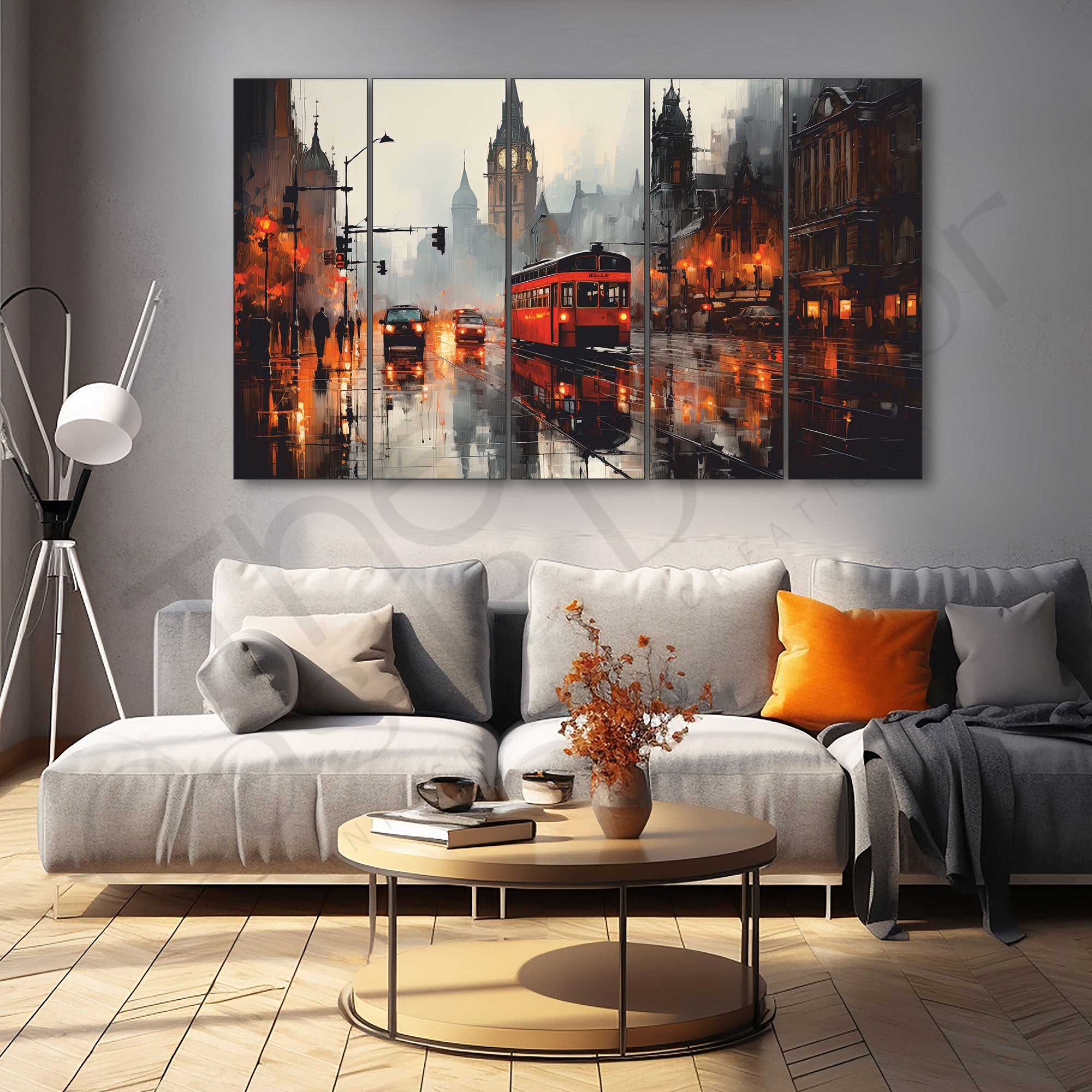 Vintage London Painting Set of 5 for Home Decoration