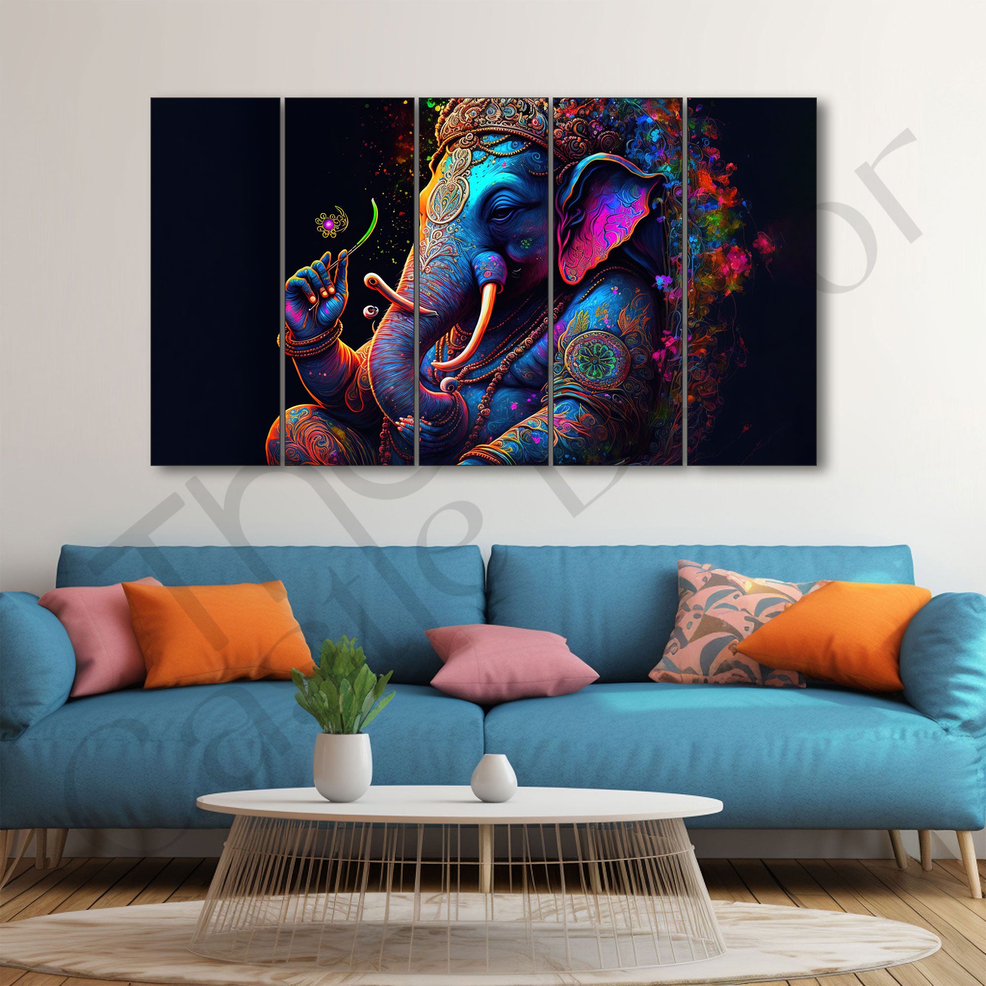 Lord Ganesha Painting with frame Big Size Wall Art for living room,Bedroom,Drawing room,Hotels