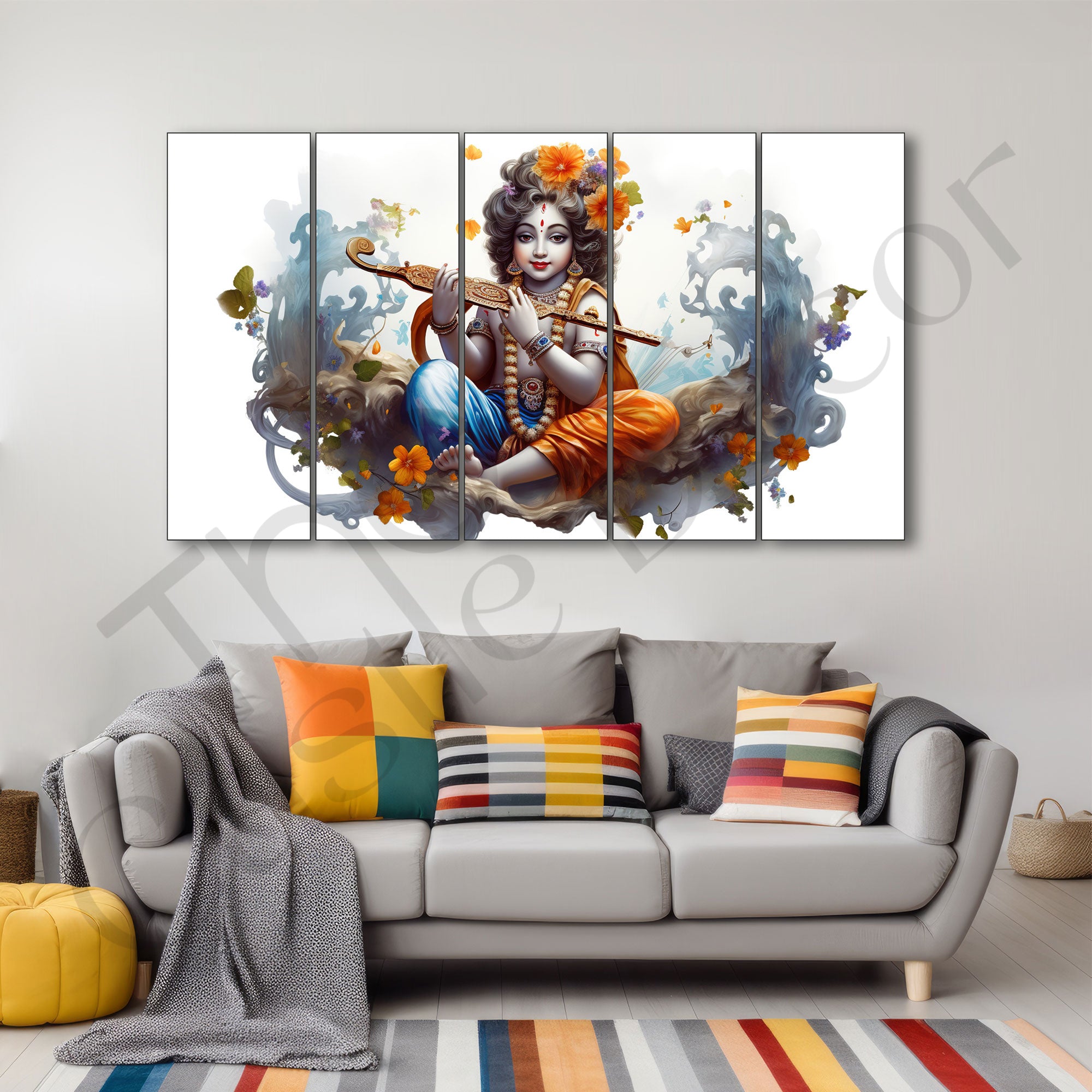 Krishna Ji Painting with frame Big Size Wall Art for living room,Bedroom,Drawing room,Hotels