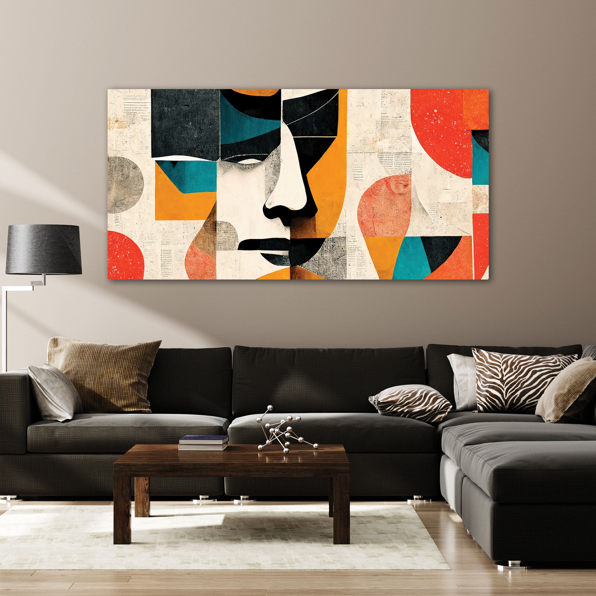 FaceAbstract finish Canvas painting with frame Big Size Wall Art for living room,Bedroom,Drawing room,Hotels