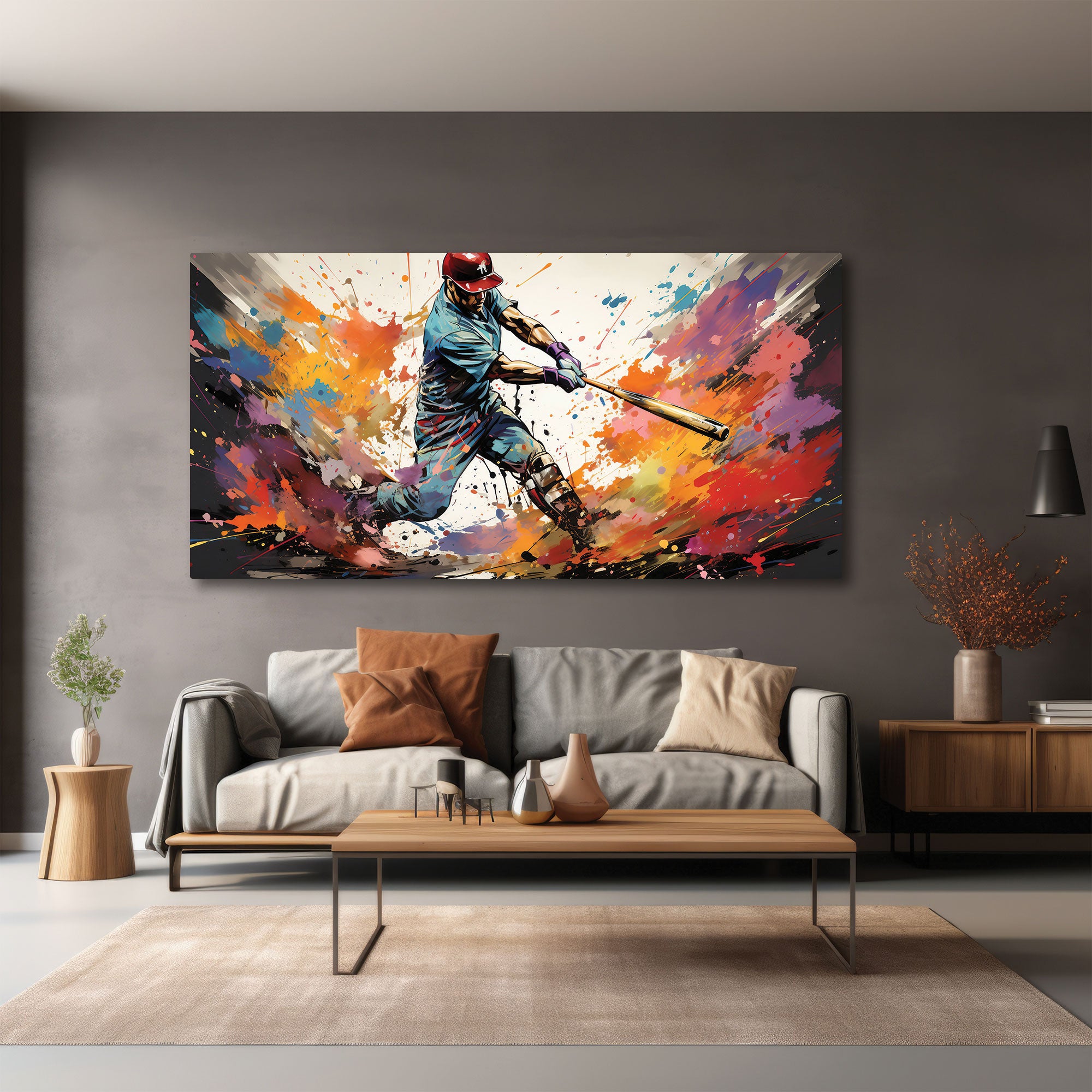 Baseball Canvas painting with frame Big Size Wall Art for living room,Bedroom,Drawing room,Hotels