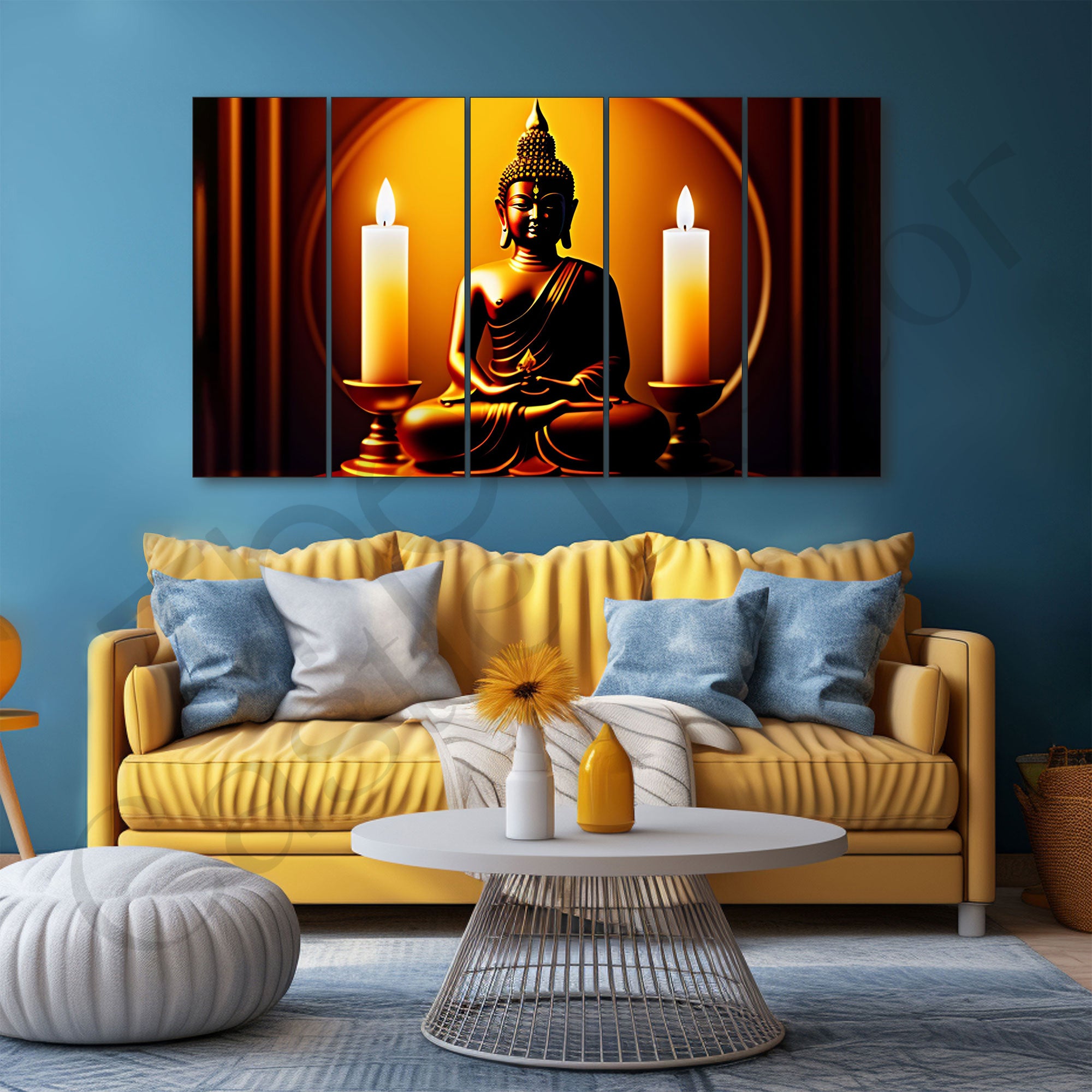 Lord Budha Painting with frame Big Size Wall Art for living room,Bedroom,Drawing room,Hotels