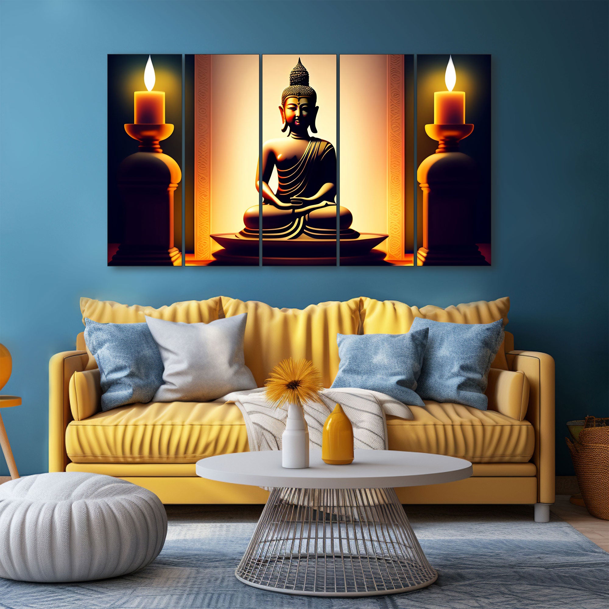 Lord Budha Painting with frame Big Size Wall Art for living room,Bedroom,Drawing room,Hotels