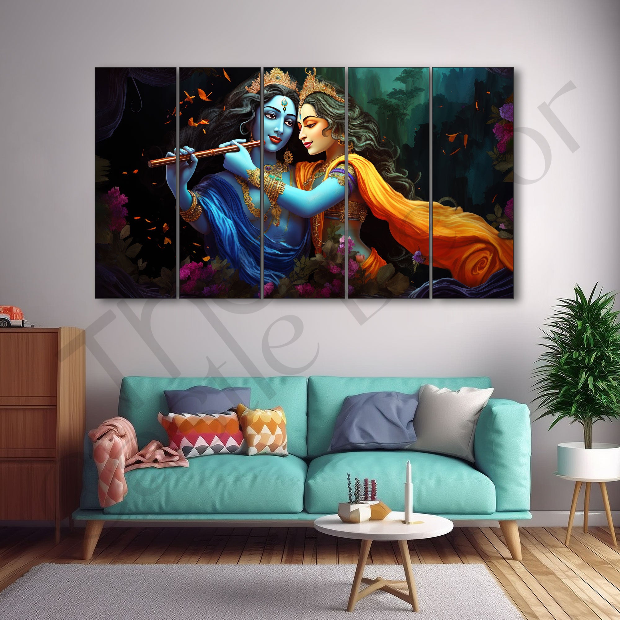Radha Krishna Painting with frame Big Size Wall Art for living room,Bedroom,Drawing room,Hotels