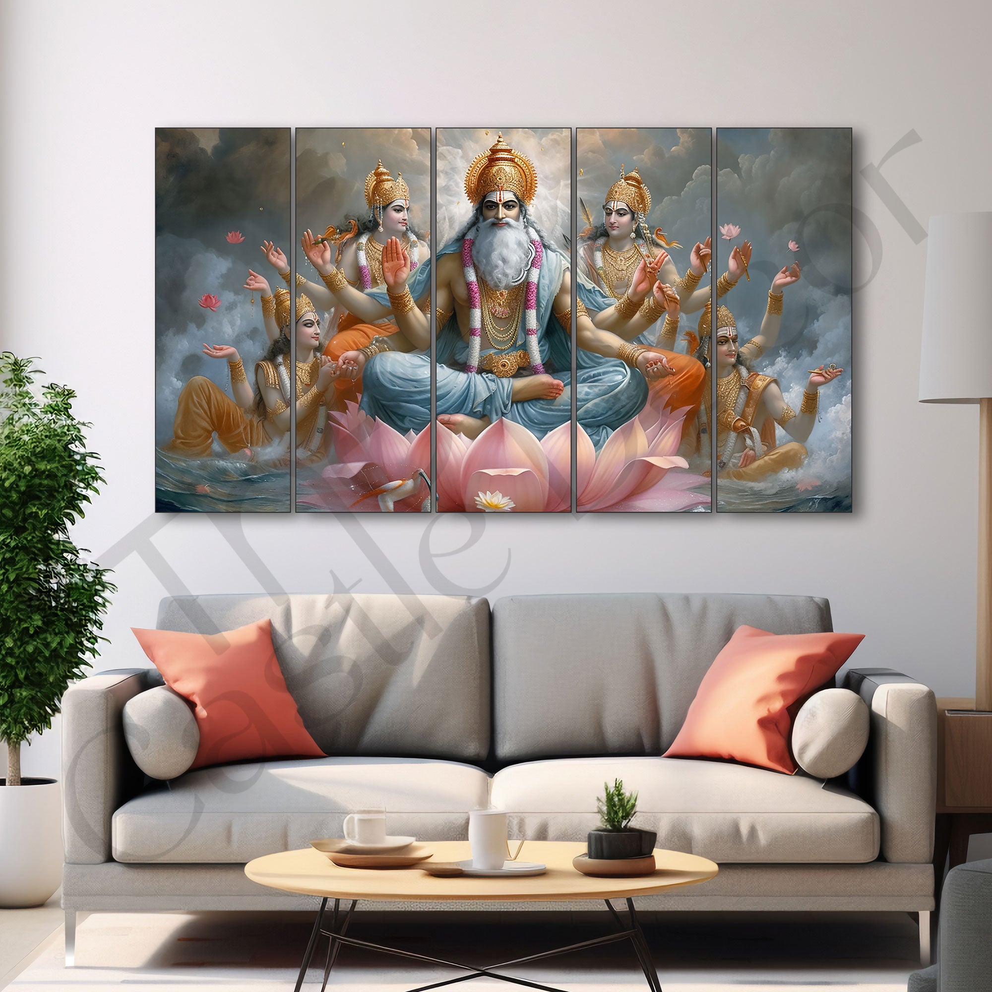 Brahma ji Painting with frame Big Size Wall Art for living room,Bedroom,Drawing room,Hotels