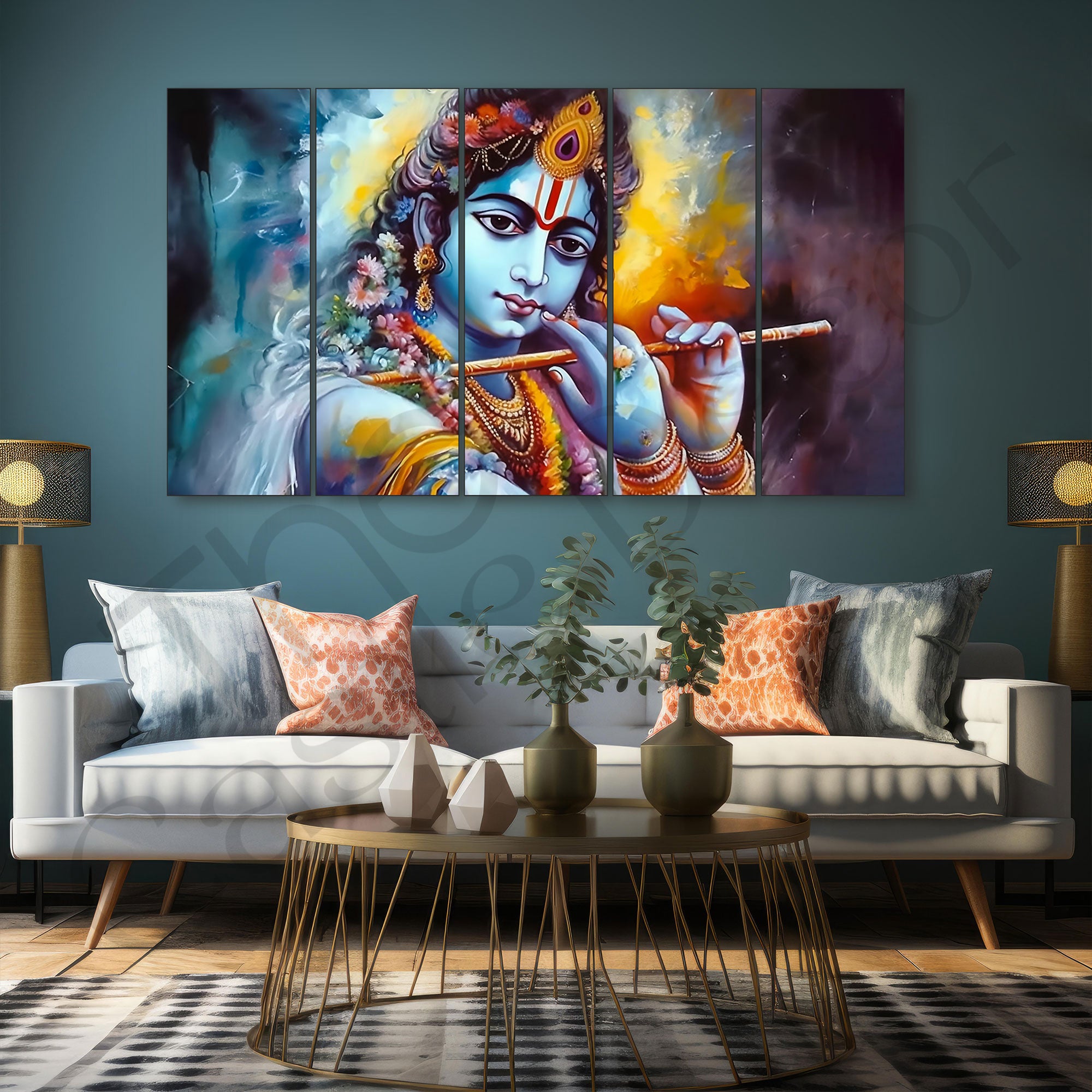 Krishna Ji Painting with frame Big Size Wall Art for living room,Bedroom,Drawing room,Hotels