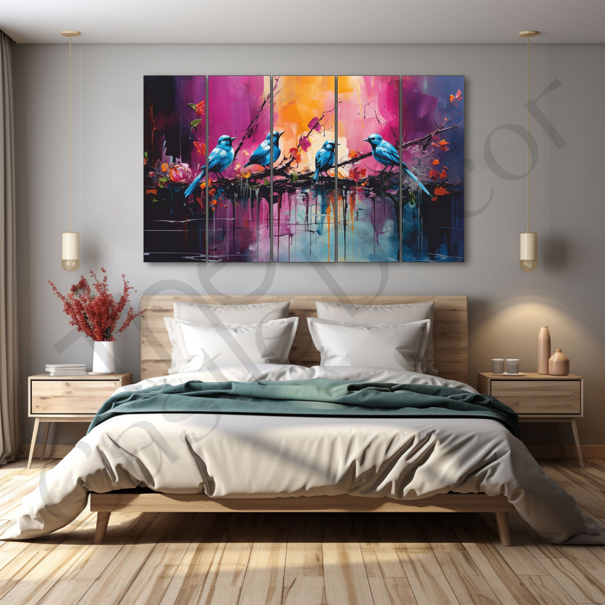 Birds Painting with frame Big Size Wall Art for living room,Bedroom,Drawing room,Hotels