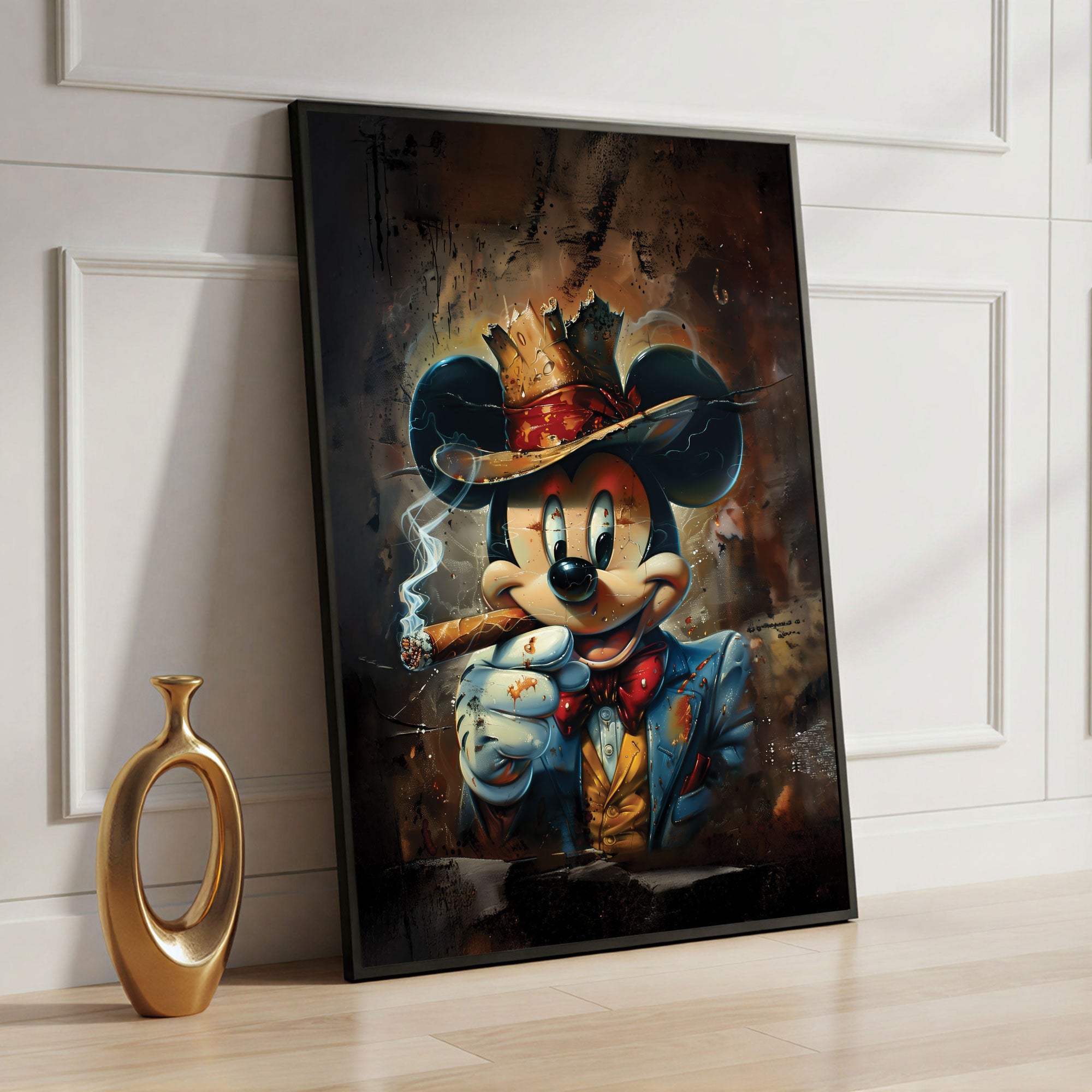 The Castle Decor Mafia Cartoon Style Wall Art – Luxury Gangster Abstract Artwork, Premium Sparkle Finish Wall Décor, 20×30 Inch for Man Cave & Office