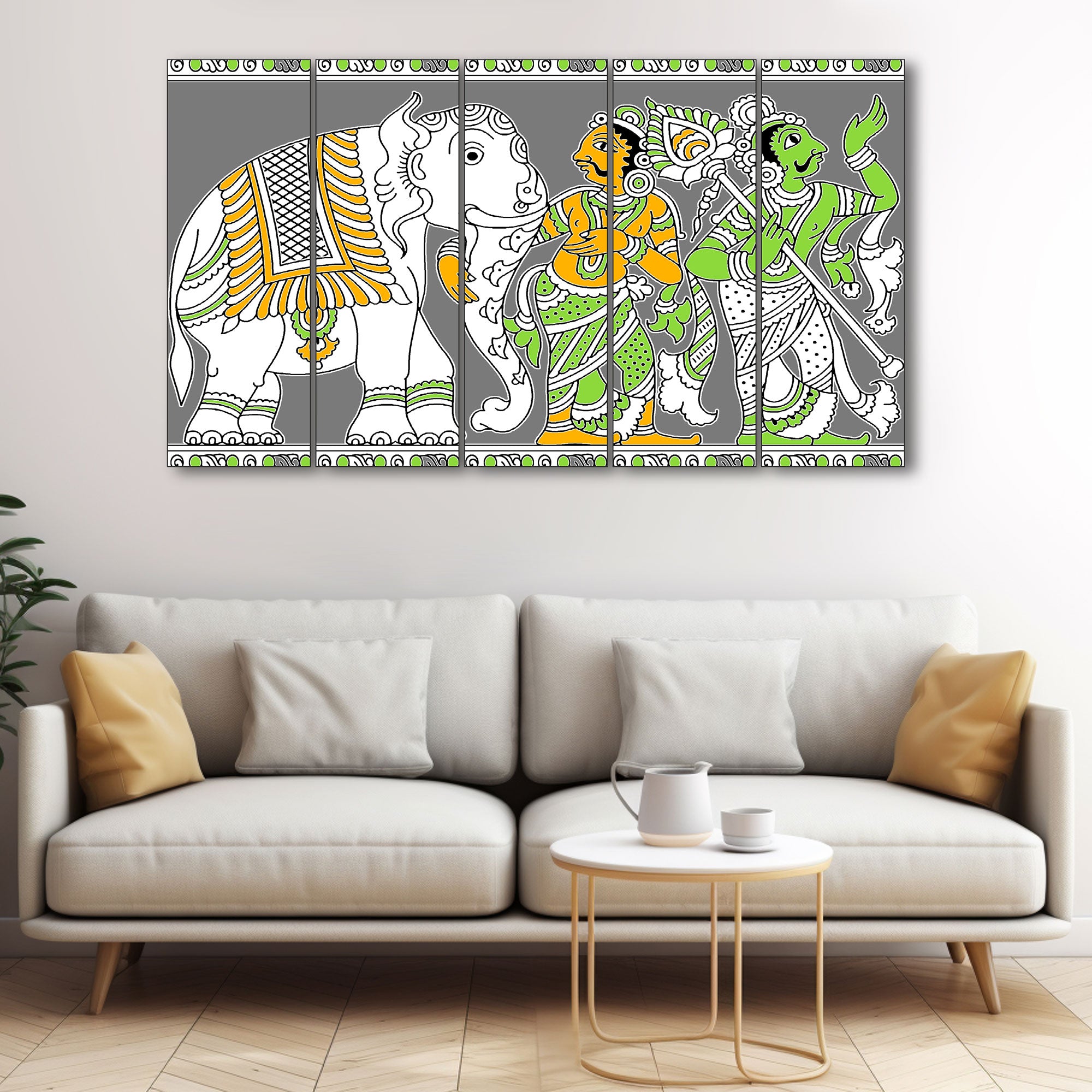 Madhubani Art Painting with frame Big Size Wall Art for living room,Bedroom,Drawing room,Hotels