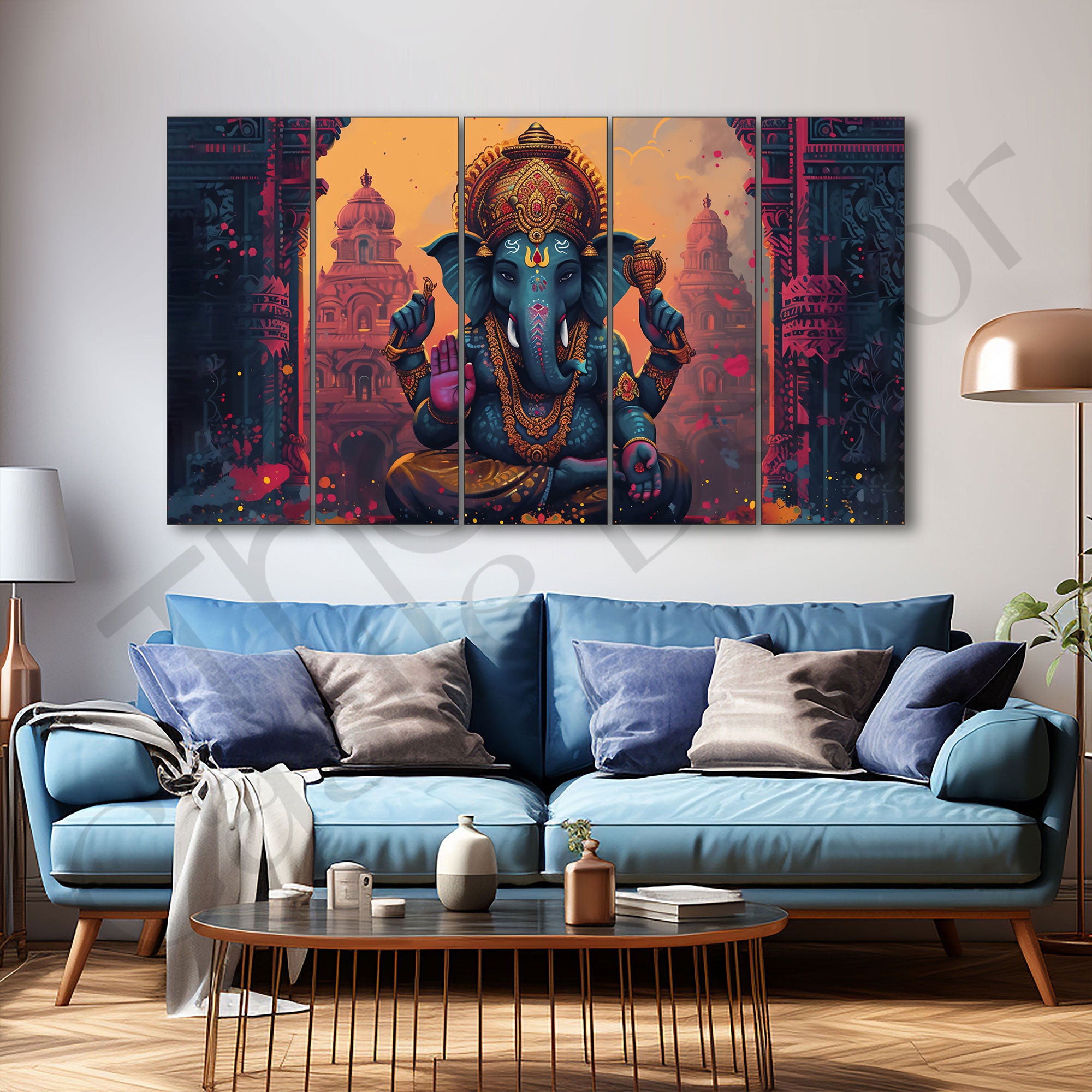 Lord Ganesha Painting with frame Big Size Wall Art for living room,Bedroom,Drawing room,Hotels