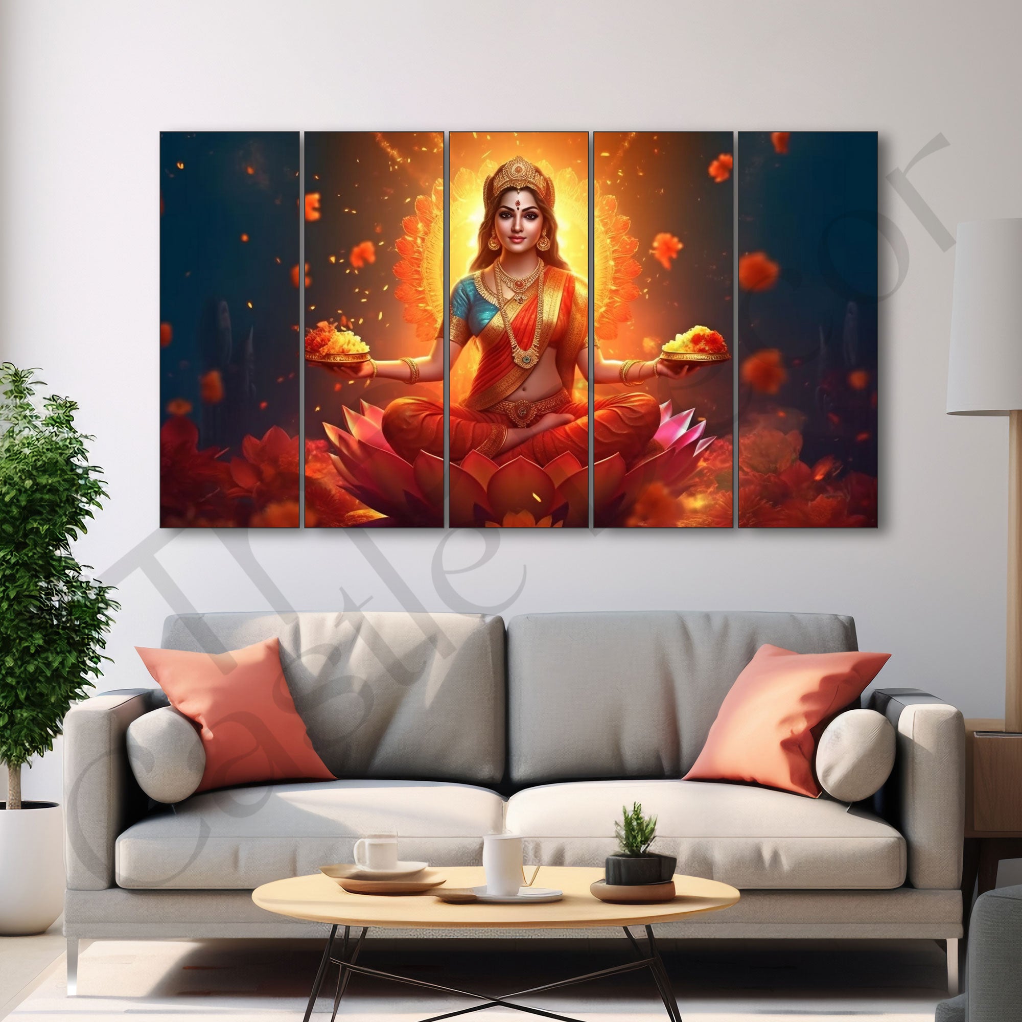 Goddess Laxmi ji Painting with frame Big Size Wall Art for living room,Bedroom,Drawing room,Hotels