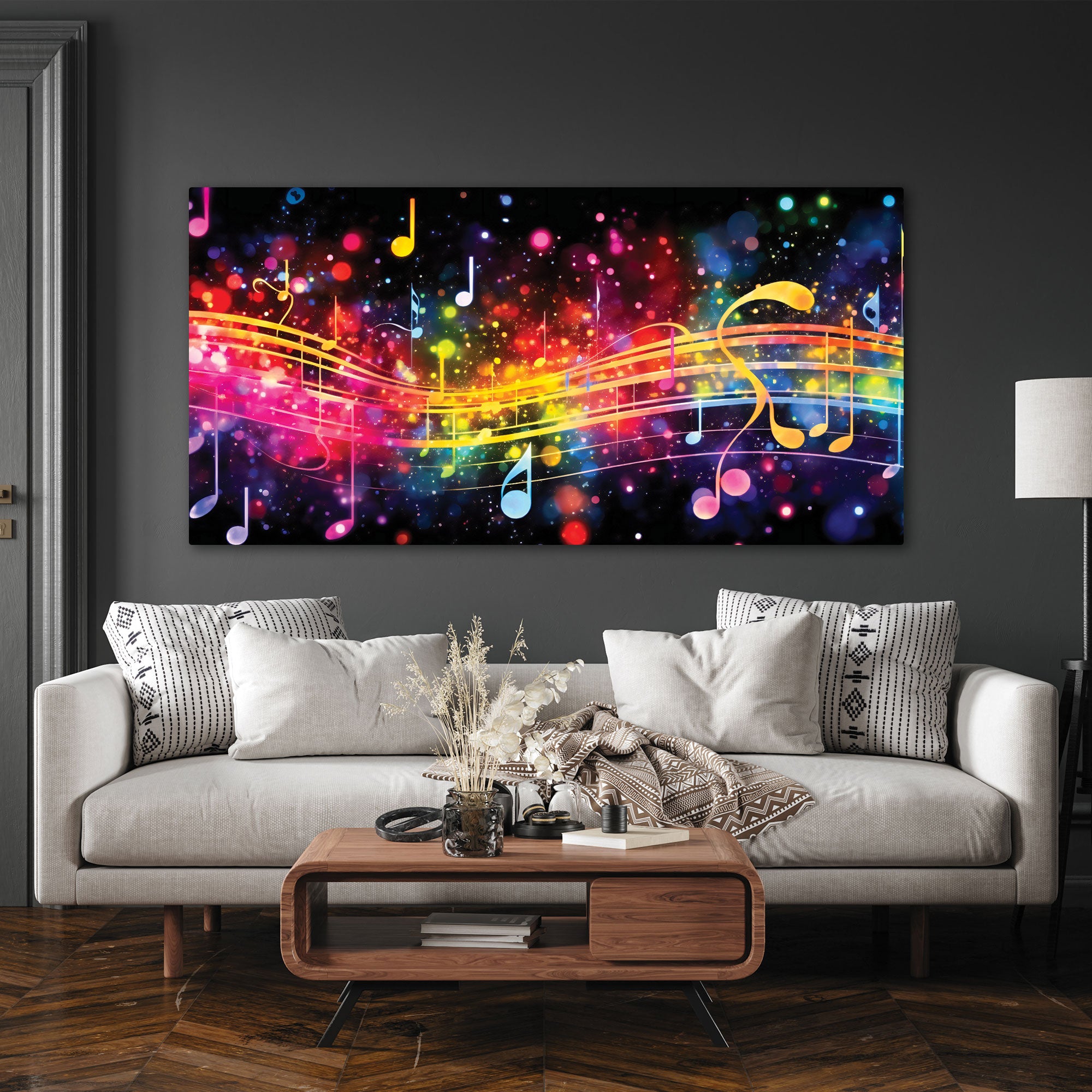 Colourful music notesAbstract Canvas painting with frame Big Size Wall Art for living room,Bedroom,Drawing room,Hotels