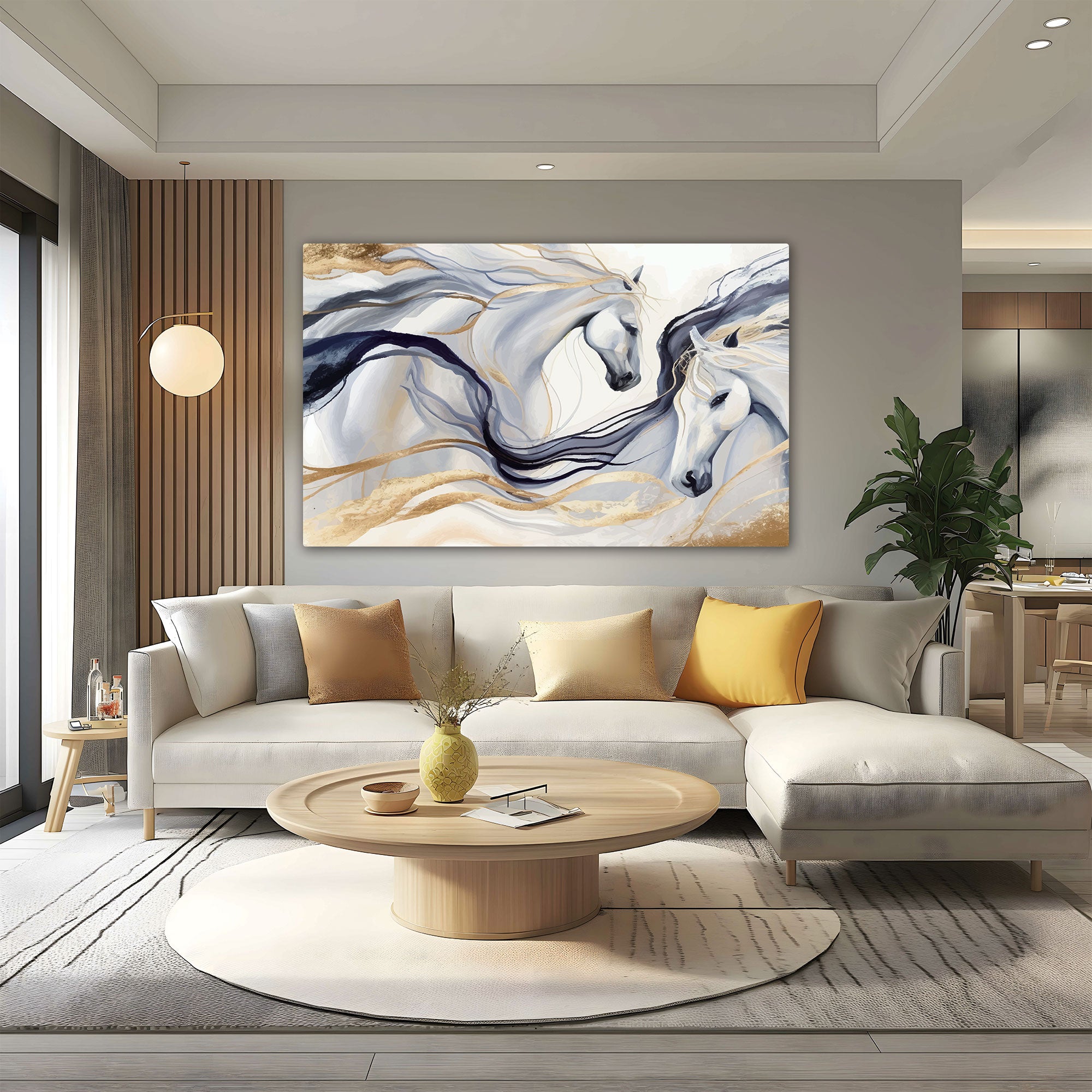 Modern horses Canvas painting with frame Big Size Wall Art for living room,Bedroom,Drawing room,Hotels