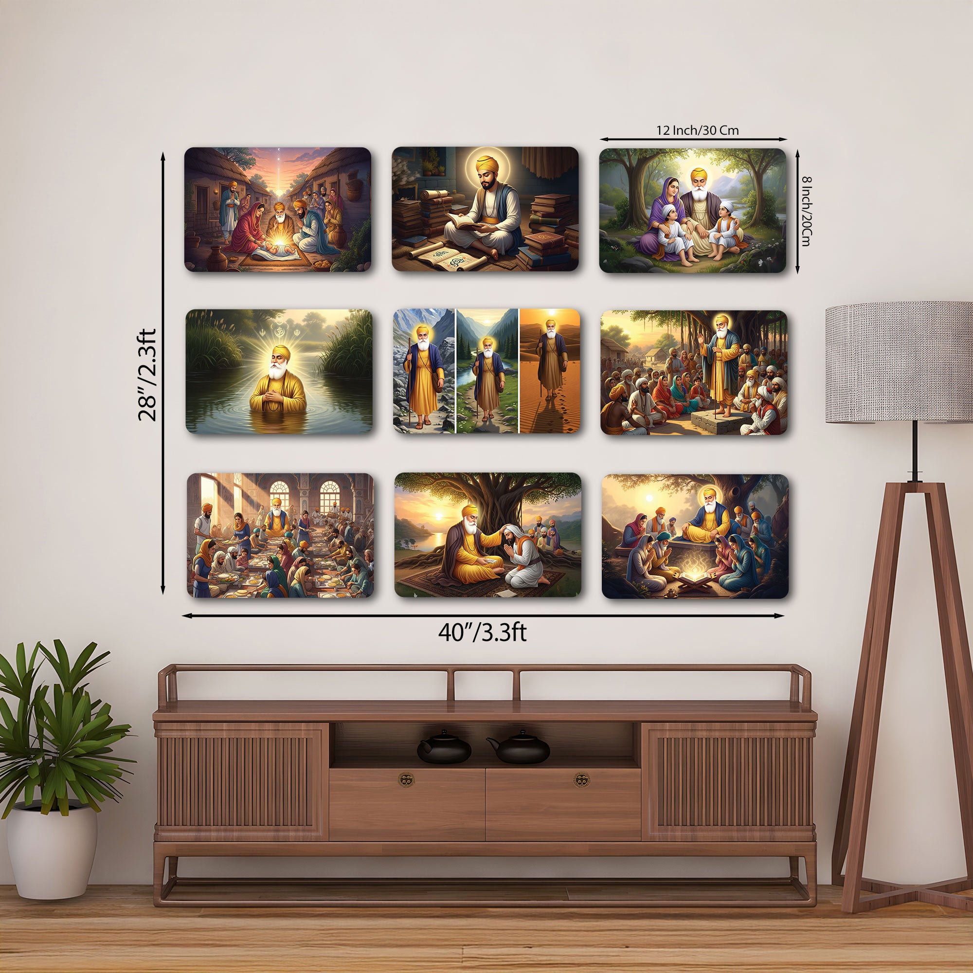 The Eternal Grace Guru Nanak Dev Ji Wall Plates Set of 9
