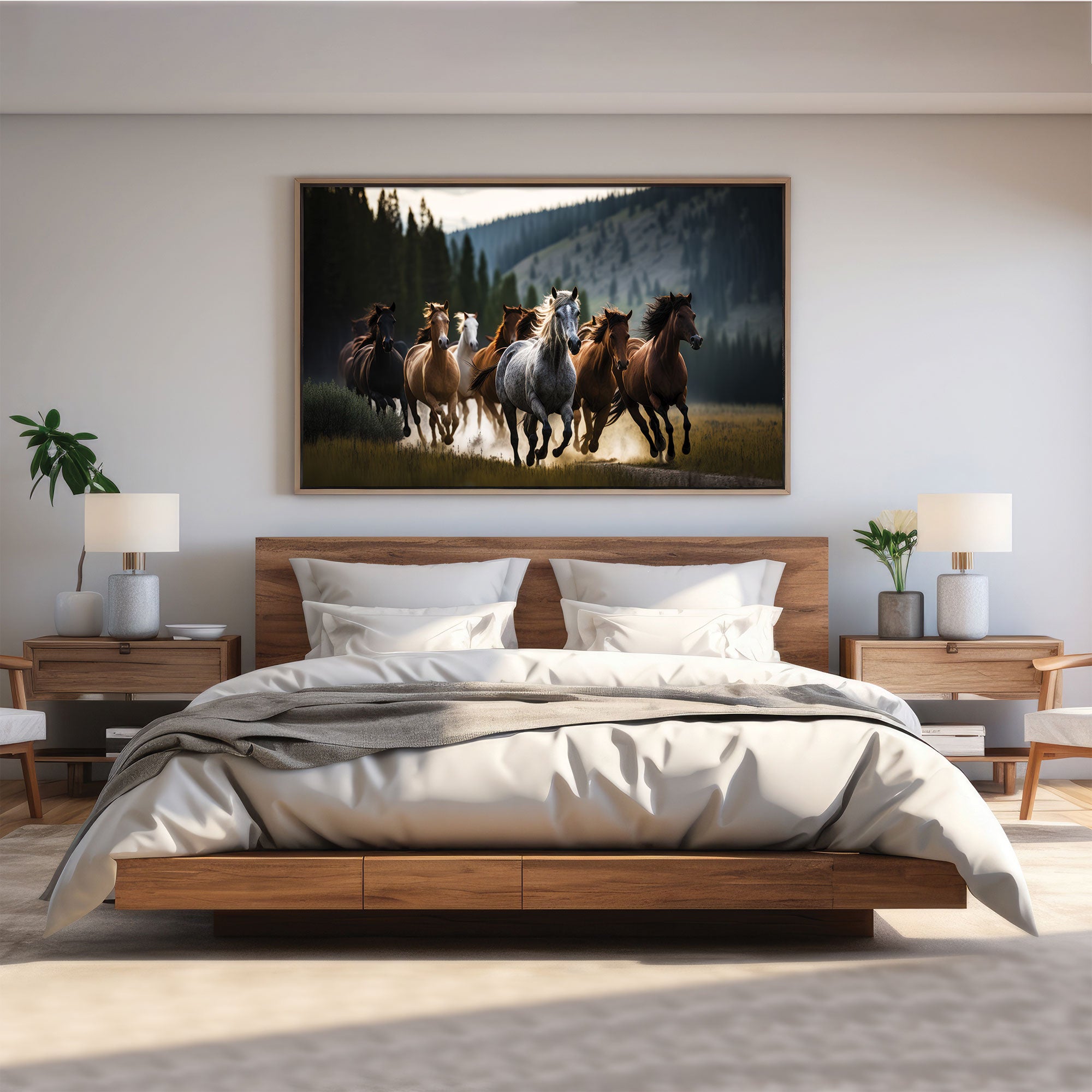 Vaastu running horses Canvas painting Big Size Wall Art for living room,Bedroom,Drawing room,Hotels