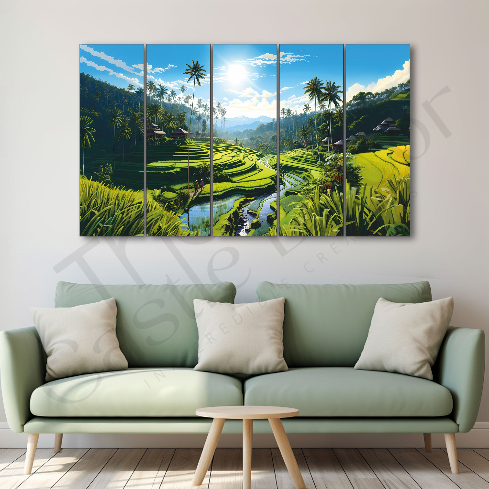 Landscape Nature Painting Set of 5 for Home Decoration 27x48"