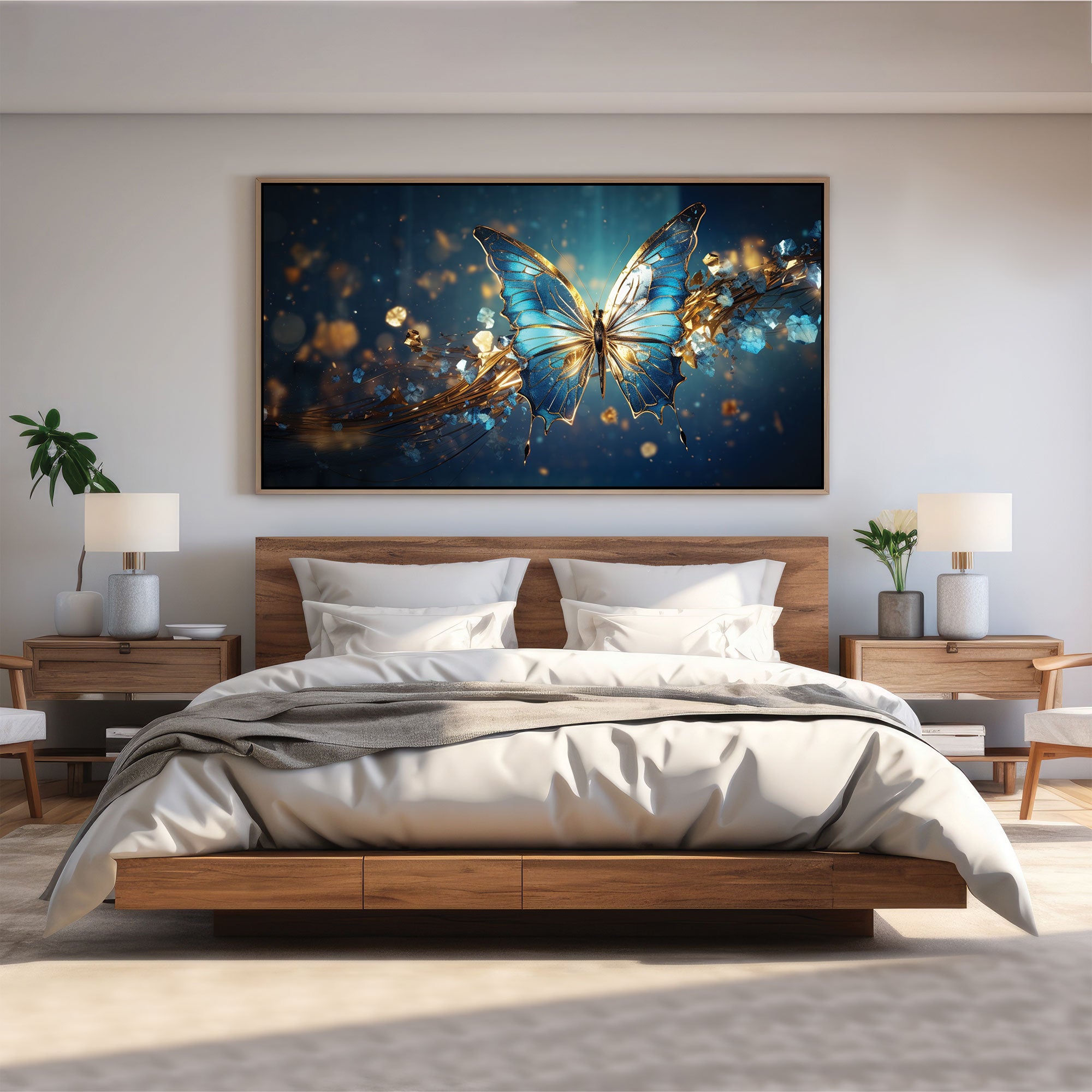 Golden butterfly Canvas painting Big Size Wall Art for living room,Bedroom,Drawing room,Hotels