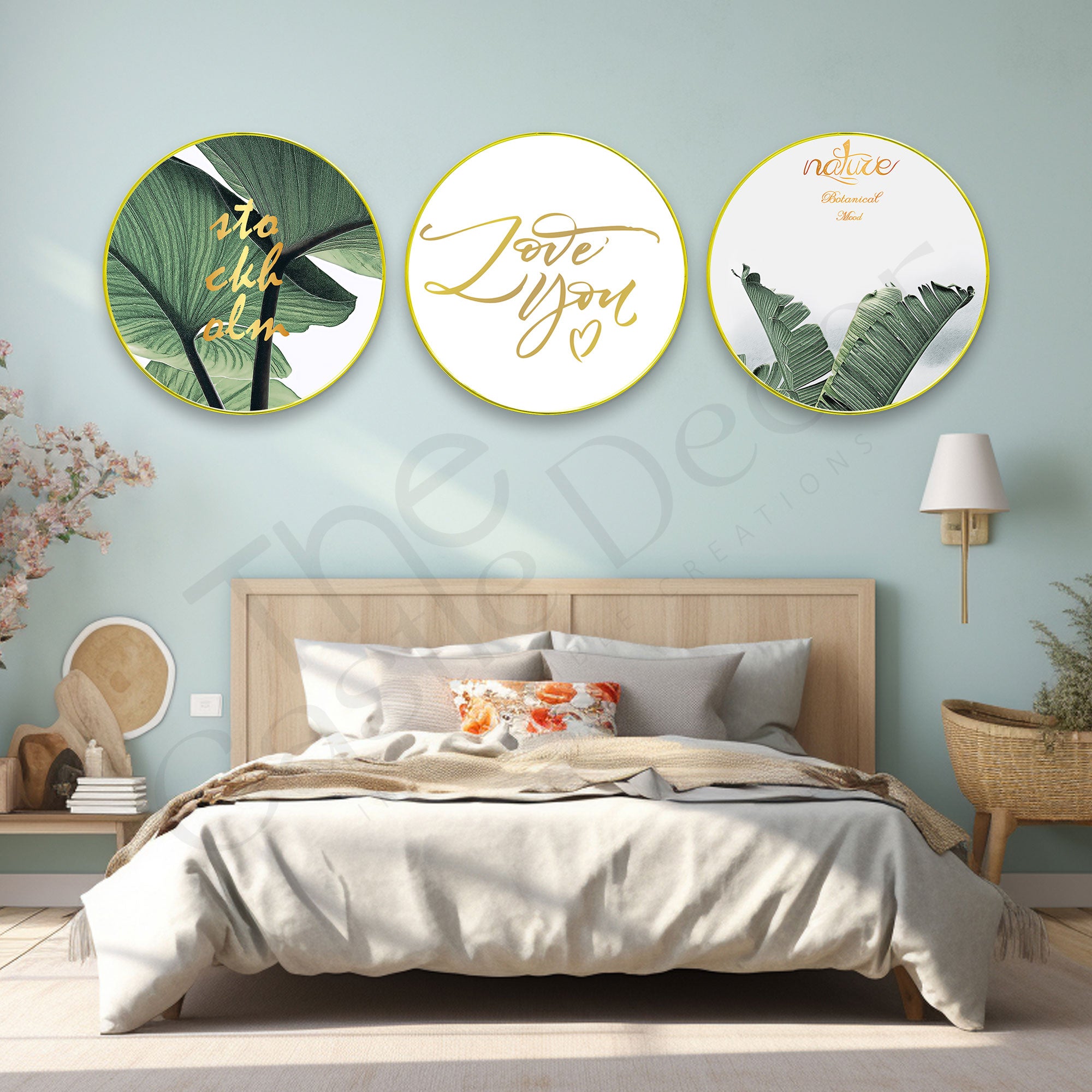 Abstract Sparkle Wooden Wall Plates Set of 3 for Home Decoration Art-69