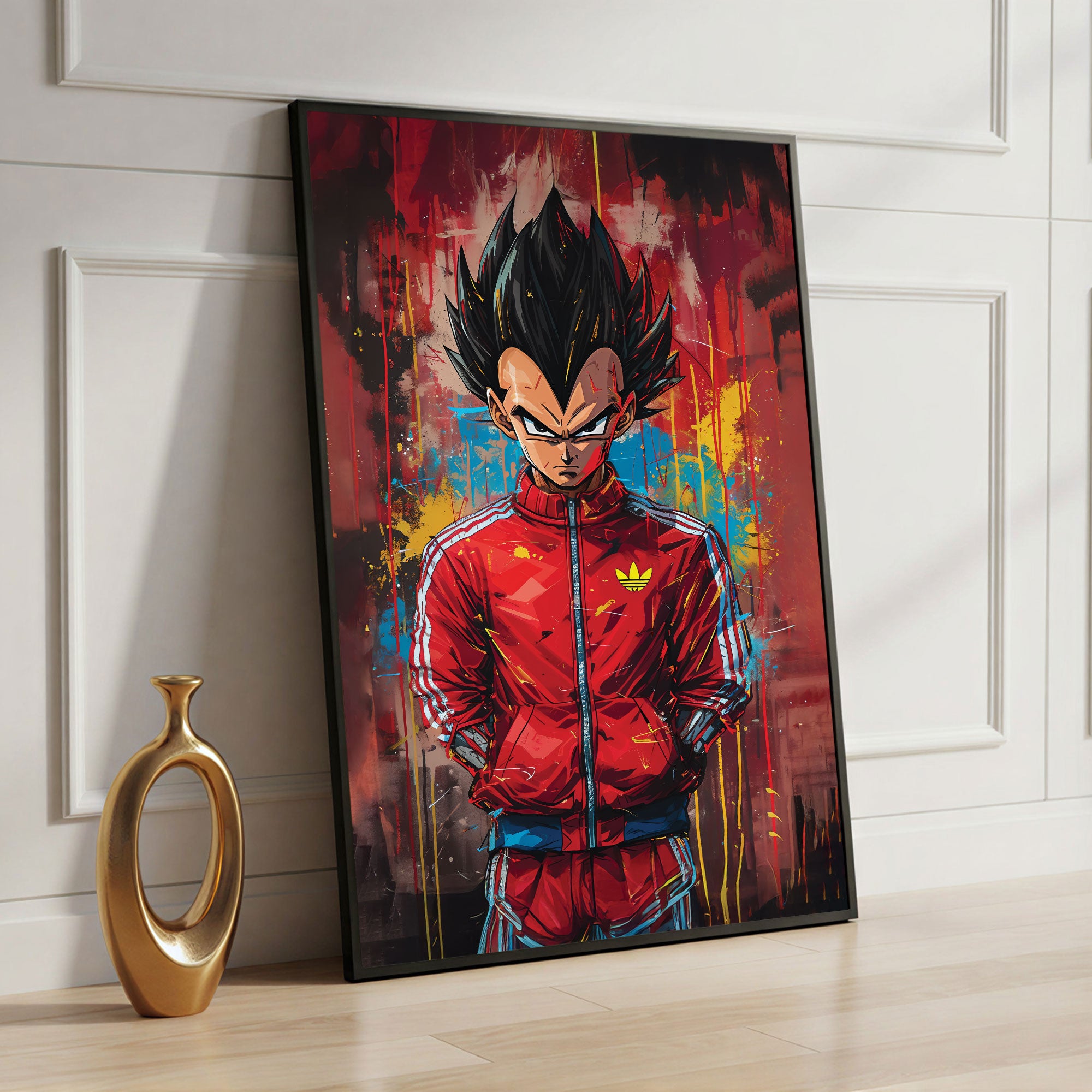 The Castle Decor Anime Fighter Inspired Wall Art – Powerful Warrior Abstract Artwork, Modern Sparkle Finish Wall Décor, 20×30 Inch for Gym & Office