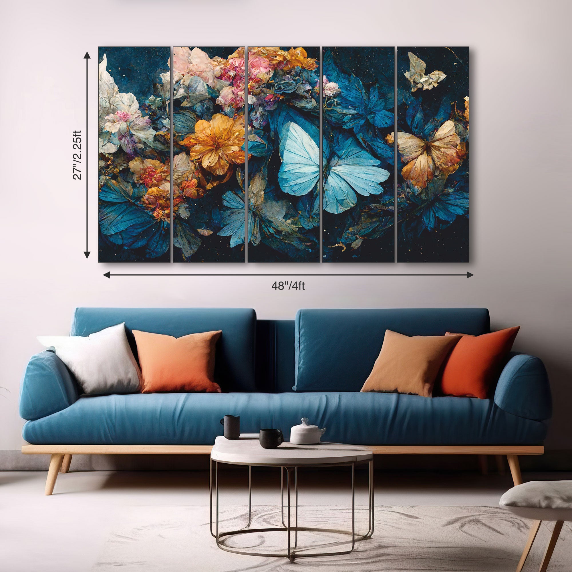 Butterflies Painting with frame Big Size Wall Art for living room,Bedroom,Drawing room,Hotels