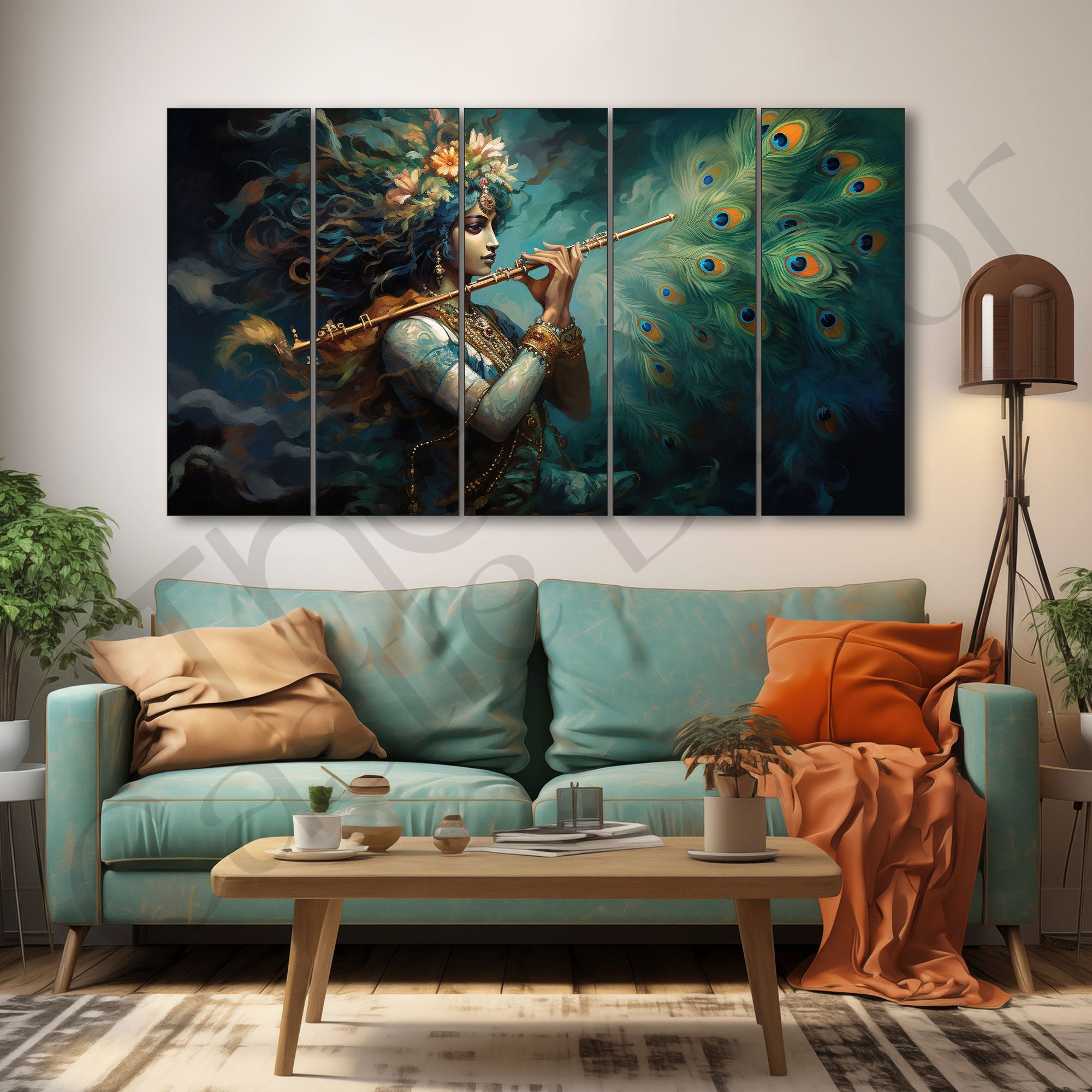Krishna Ji Painting with frame Big Size Wall Art for living room,Bedroom,Drawing room,Hotels