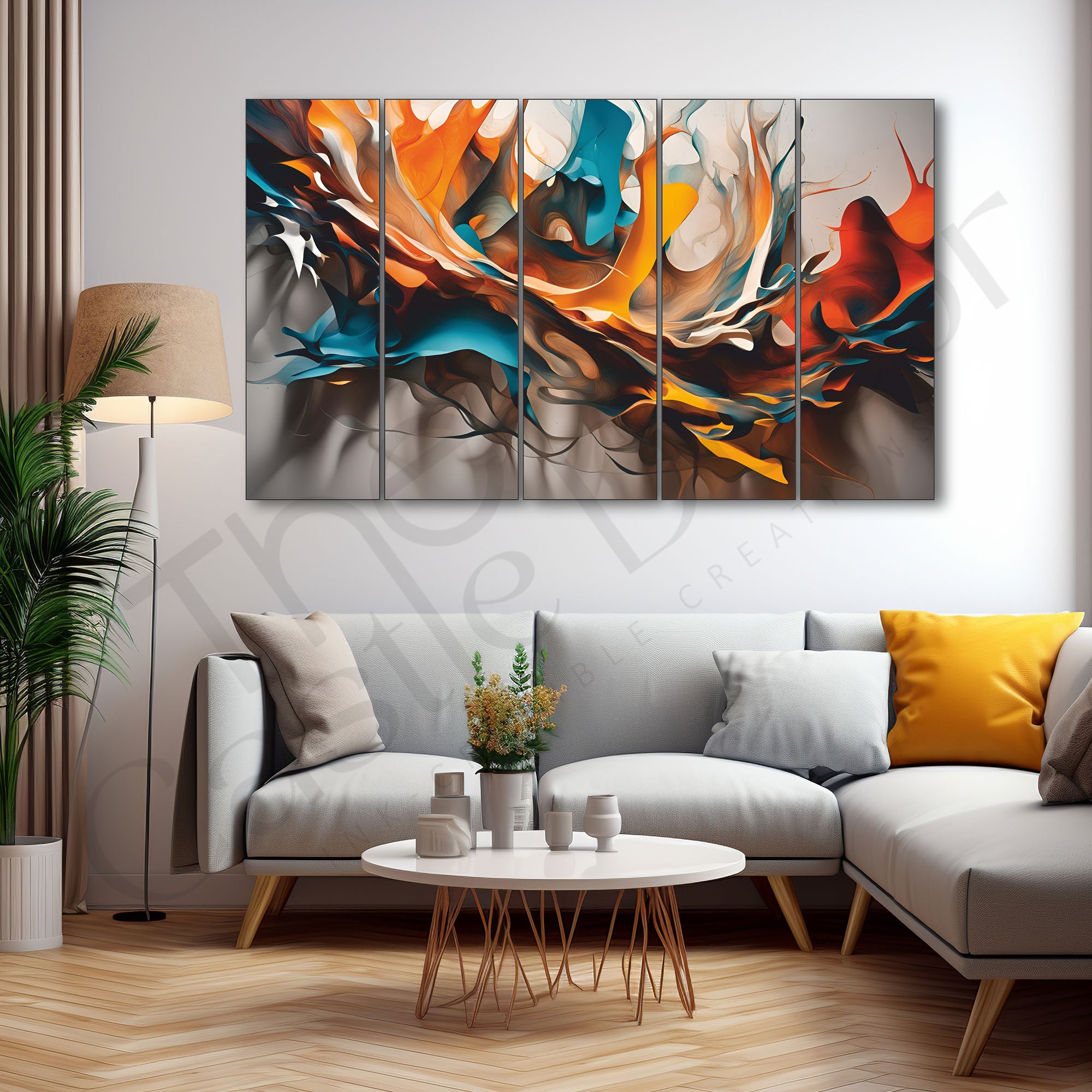 Multicolour Painting Set of 5 for Home Decoration