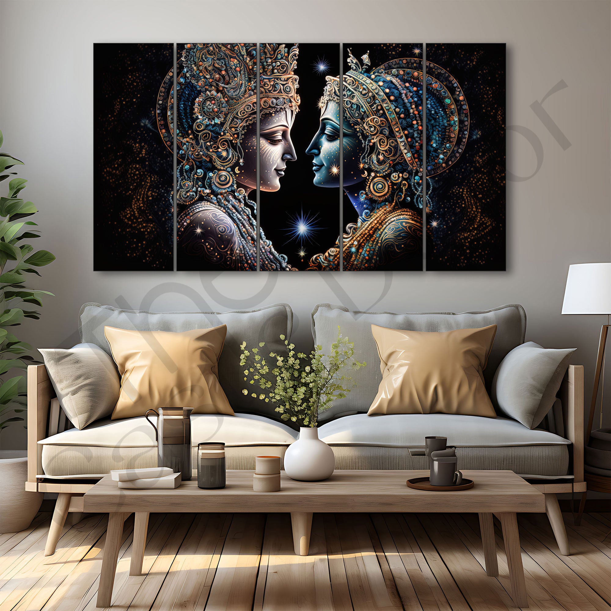 Radha Krishna Painting with frame Big Size Wall Art for living room,Bedroom,Drawing room,Hotels