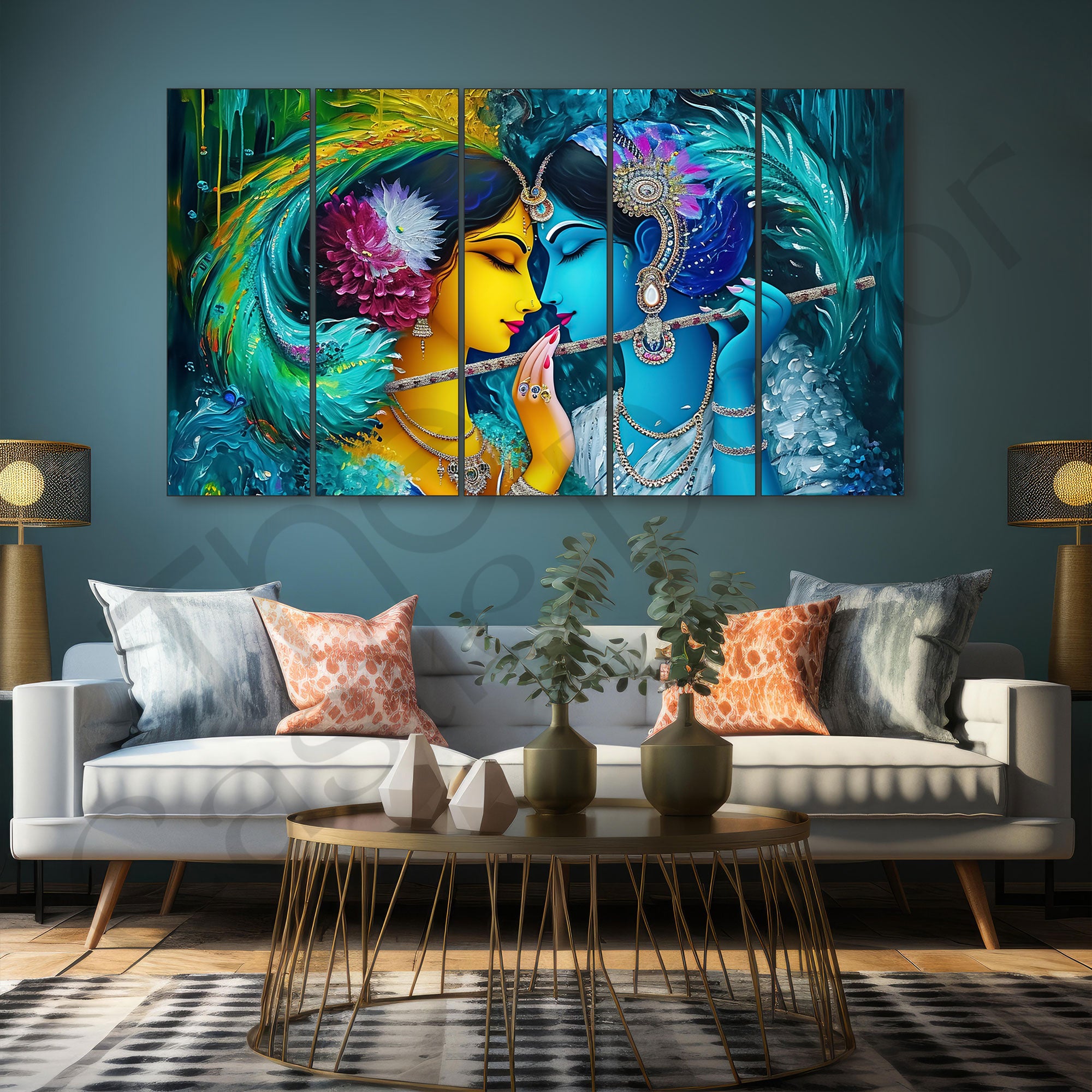 Radha Krishna Painting with frame Big Size Wall Art for living room,Bedroom,Drawing room,Hotels