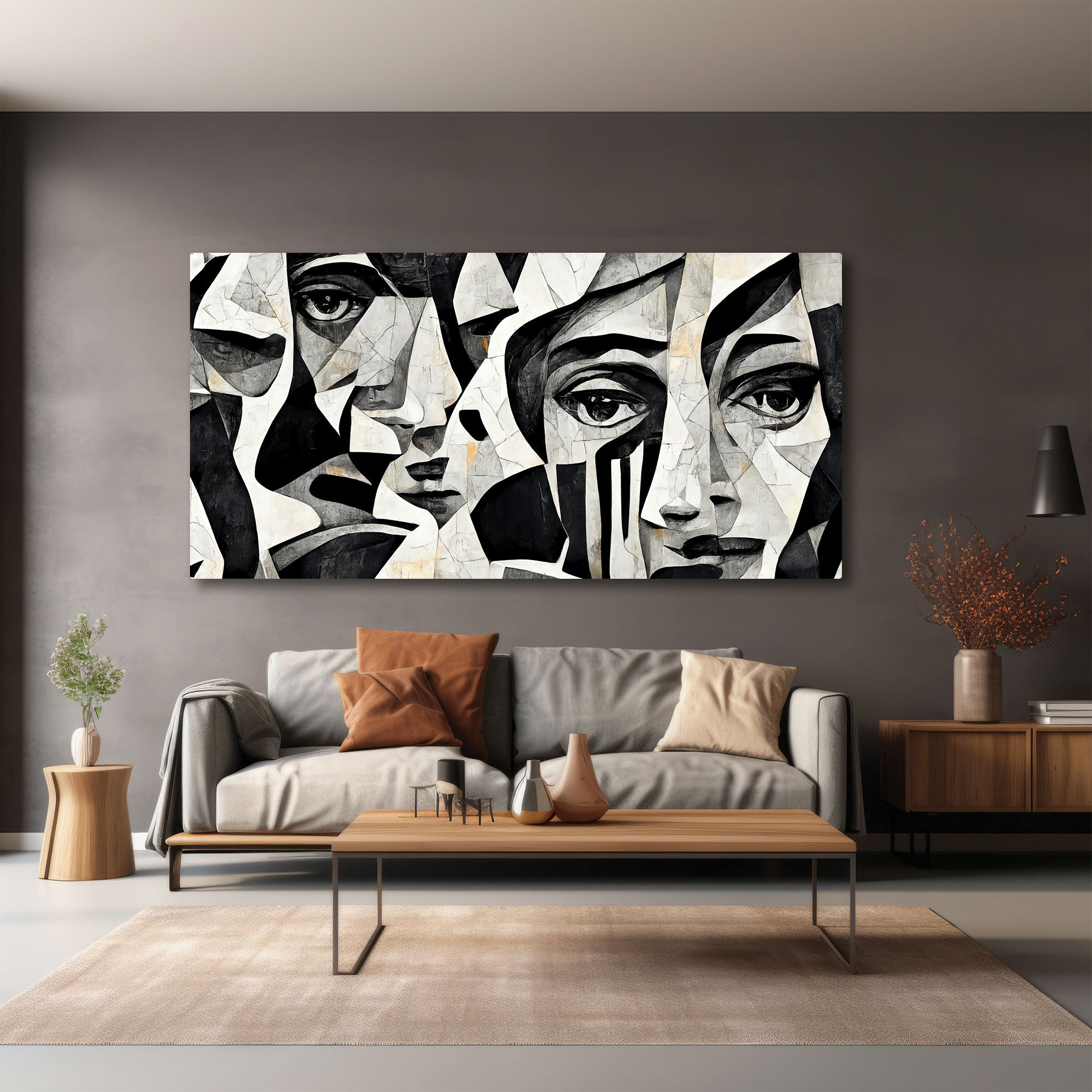 Modern faceAbstract Canvas painting with frame Big Size Wall Art for living room,Bedroom,Drawing room,Hotels
