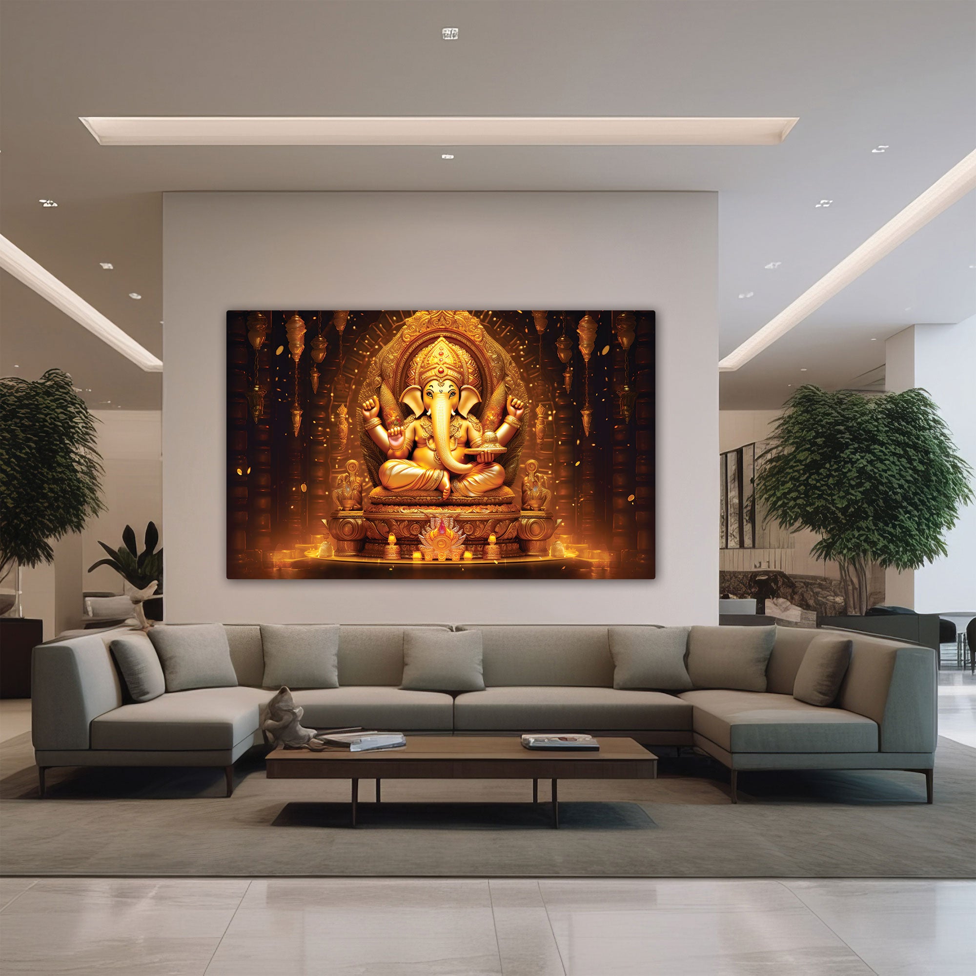 Ganesha Canvas painting Big Size Wall Art for living room,Bedroom,Drawing room,Hotels